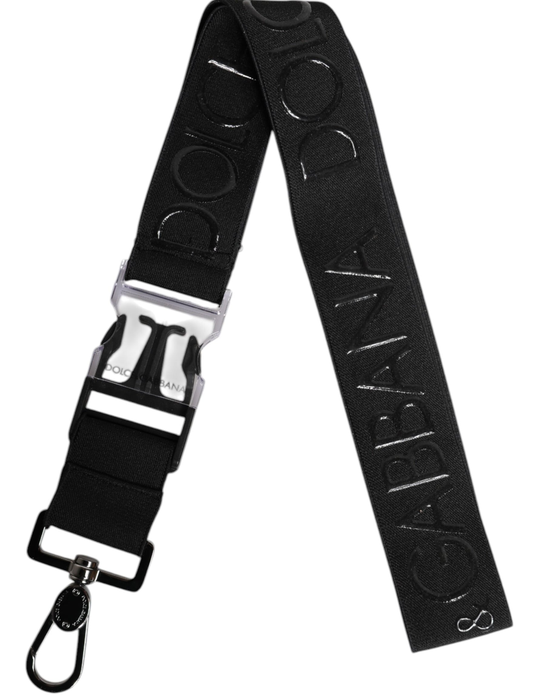Dolce & Gabbana Black Stretch Polyester Rubberised DG Logo Keychain | Regal Royce
