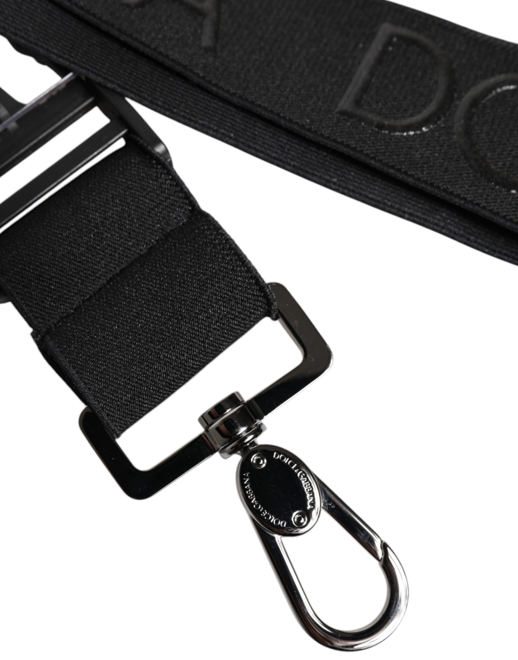 Dolce & Gabbana Black Stretch Polyester Rubberised DG Logo Keychain | Regal Royce