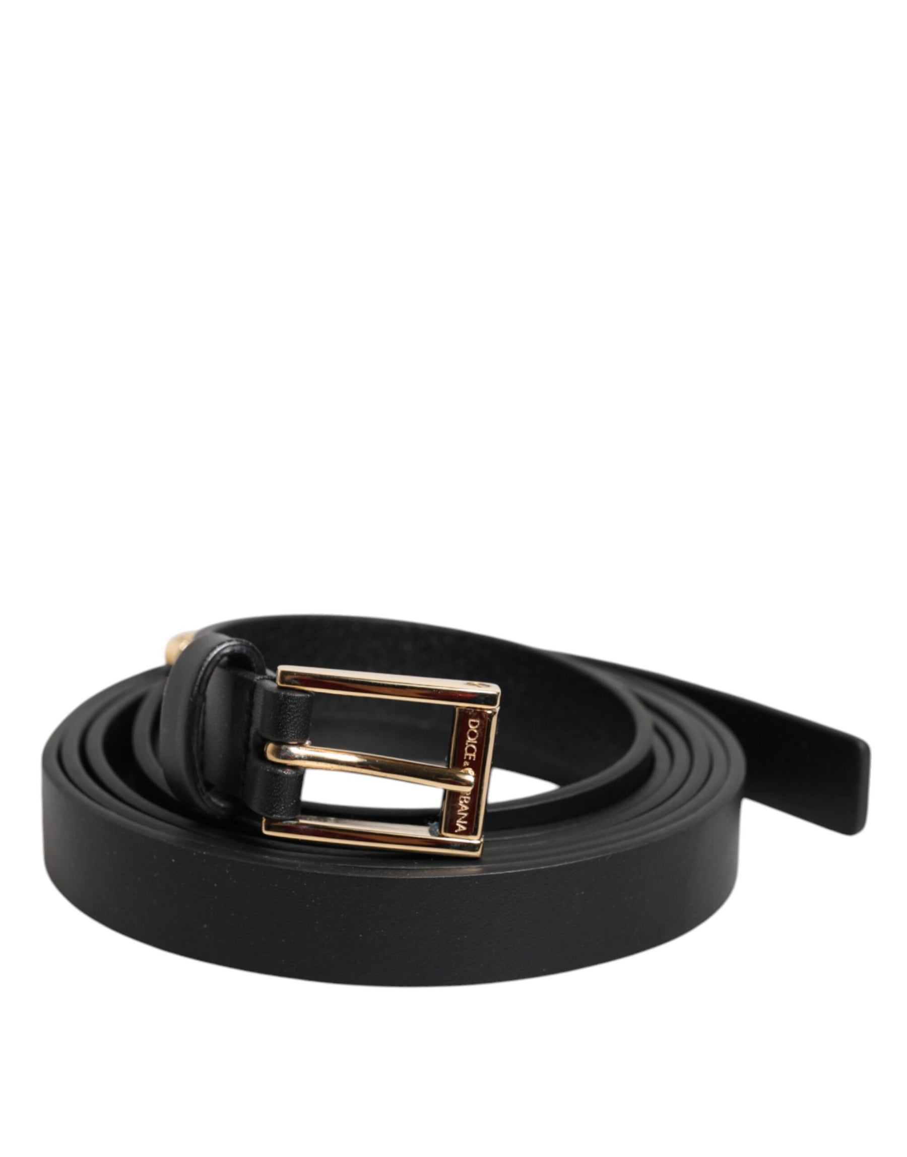Dolce & Gabbana Black Calf Leather Gold Metal Buckle Belt | Regal Royce