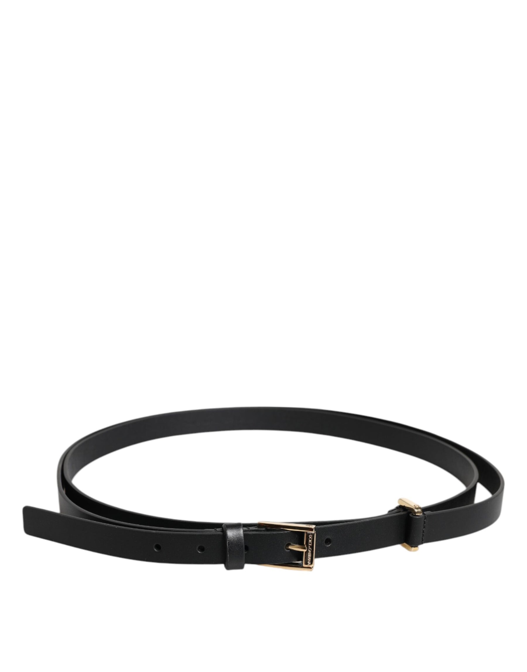 Dolce & Gabbana Black Calf Leather Gold Metal Buckle Belt | Regal Royce