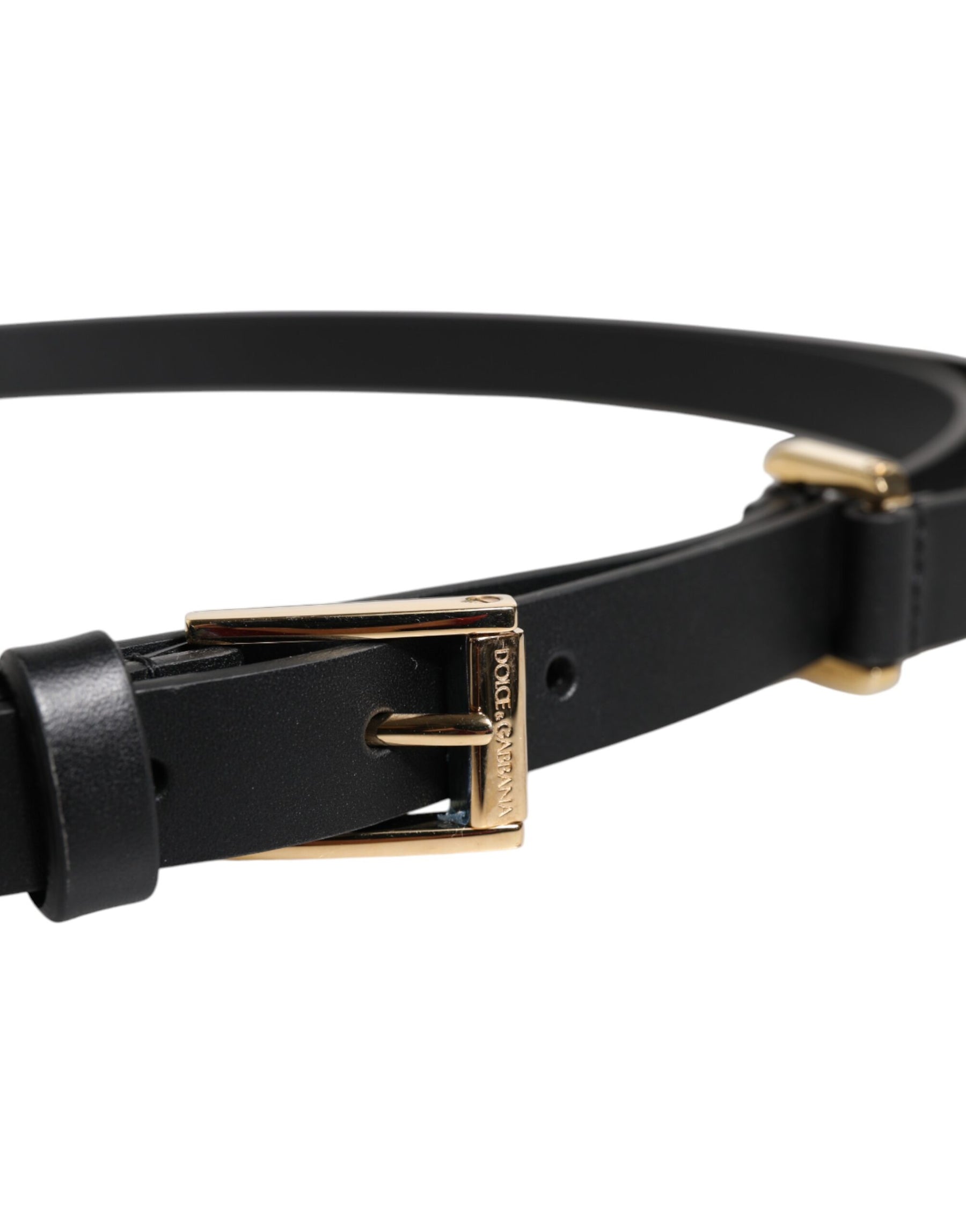 Dolce & Gabbana Black Calf Leather Gold Metal Buckle Belt | Regal Royce