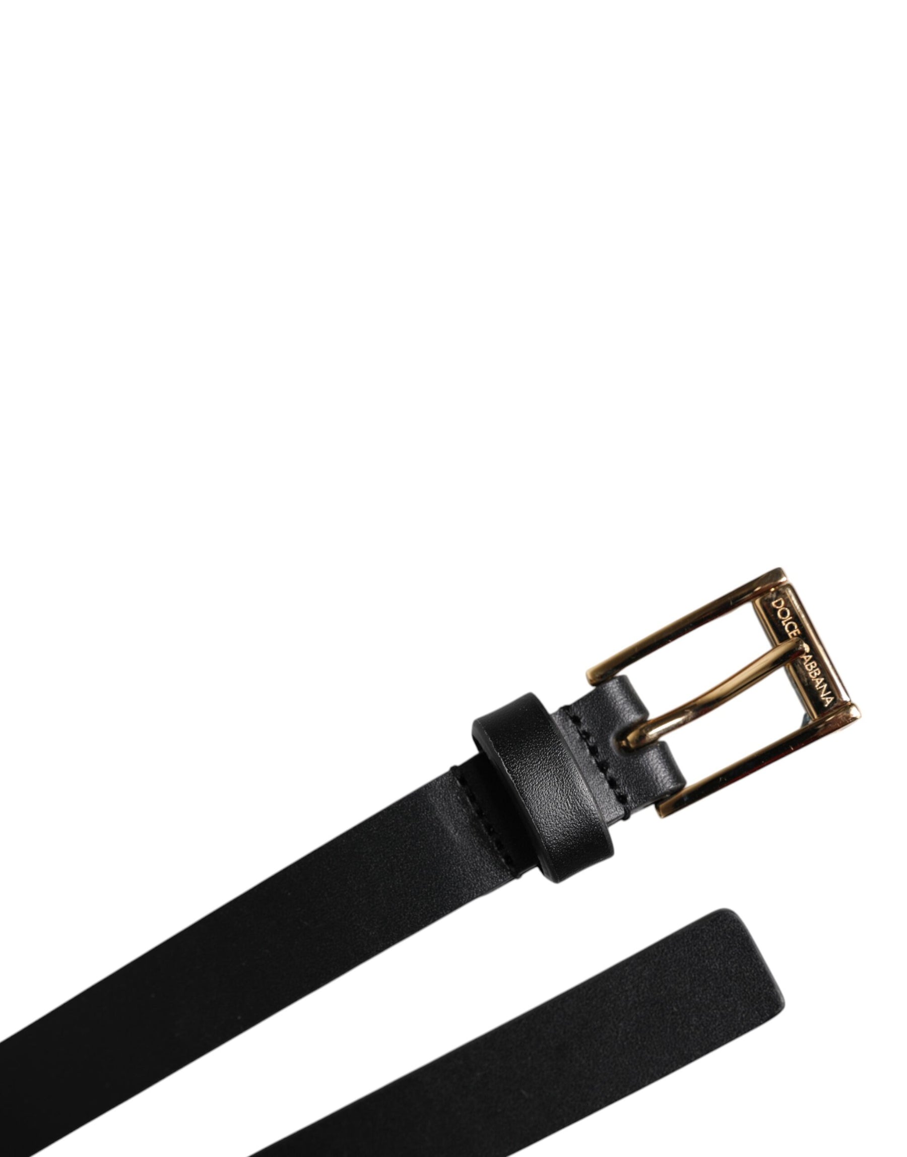 Dolce & Gabbana Black Calf Leather Gold Metal Buckle Belt | Regal Royce