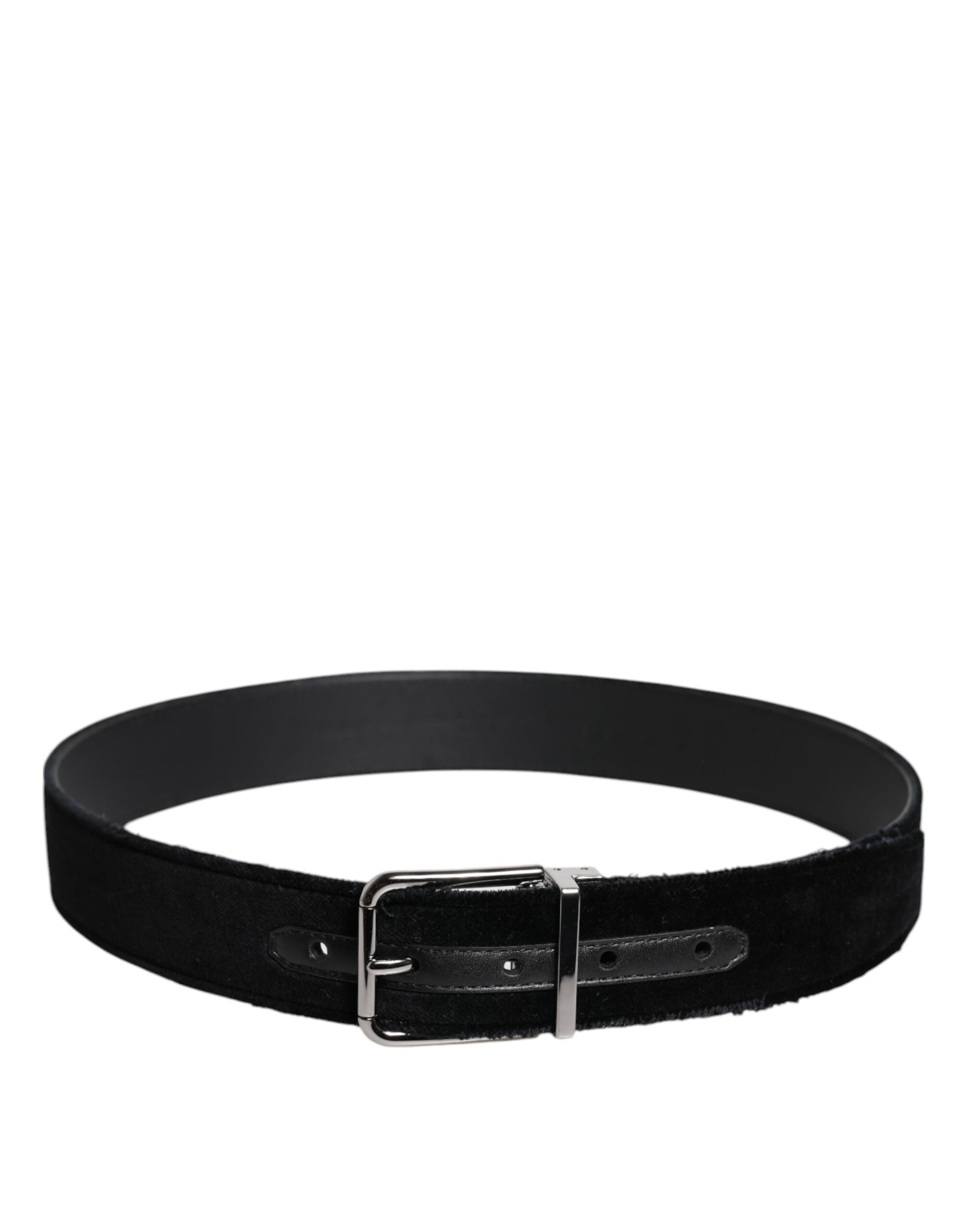 Dolce & Gabbana Black Cotton Silver Tone Metal Buckle Belt | Regal Royce