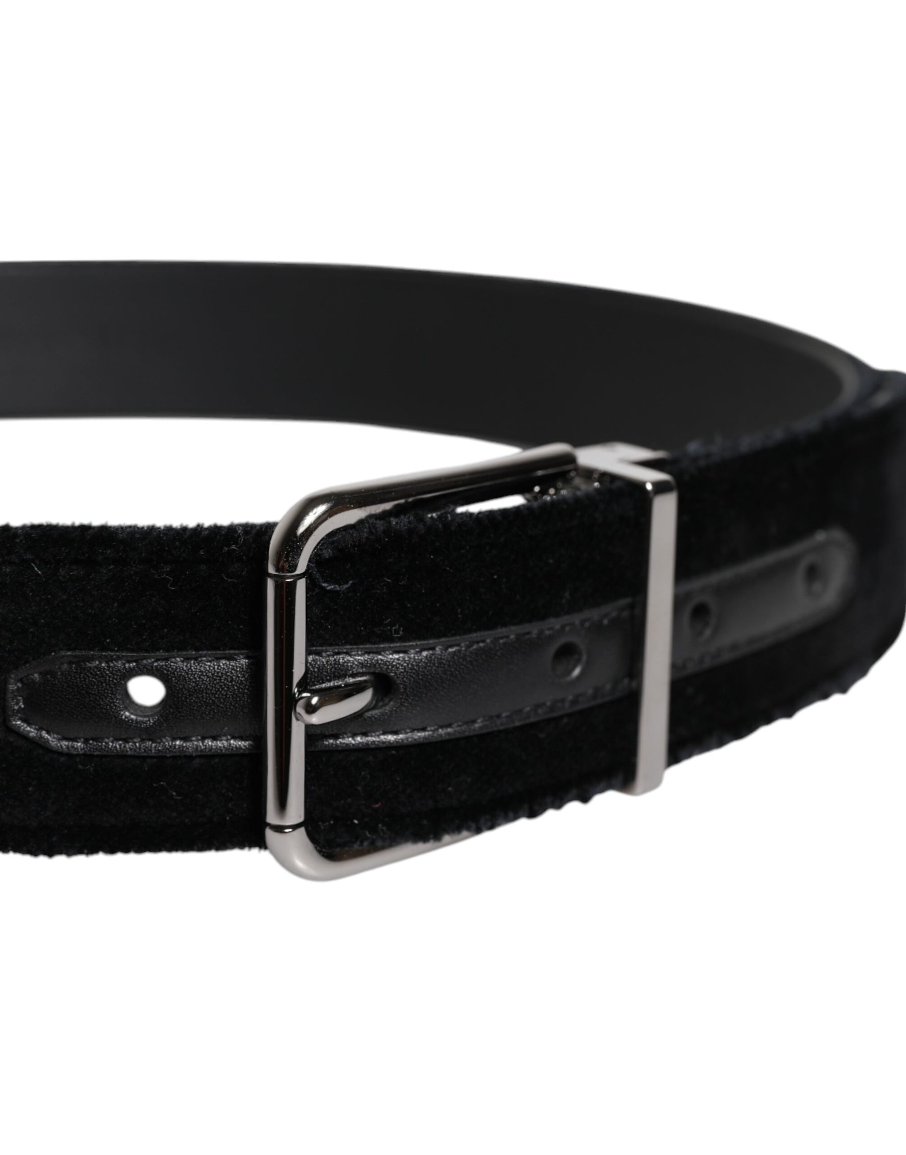 Dolce & Gabbana Black Cotton Silver Tone Metal Buckle Belt | Regal Royce