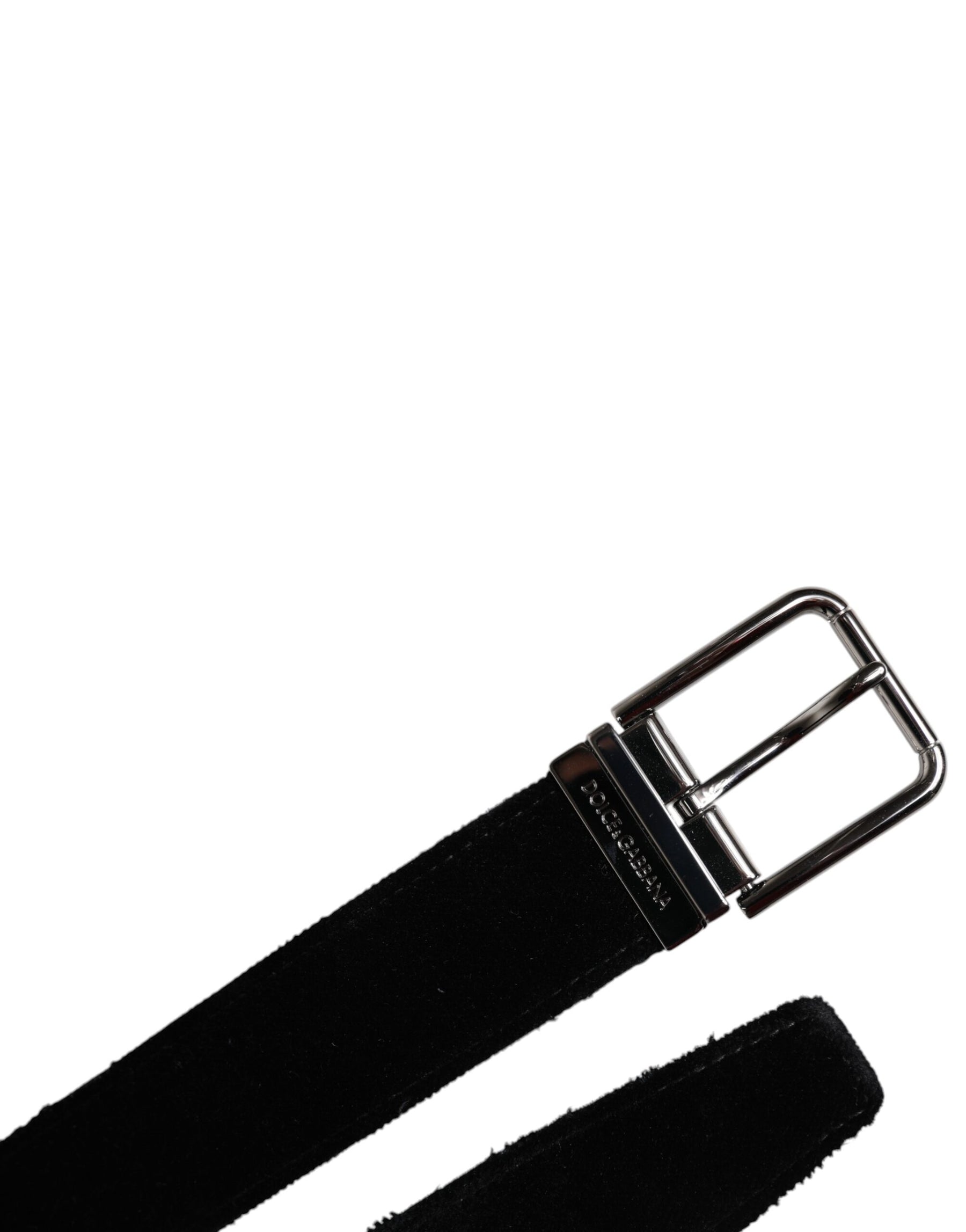 Dolce & Gabbana Black Cotton Silver Tone Metal Buckle Belt | Regal Royce