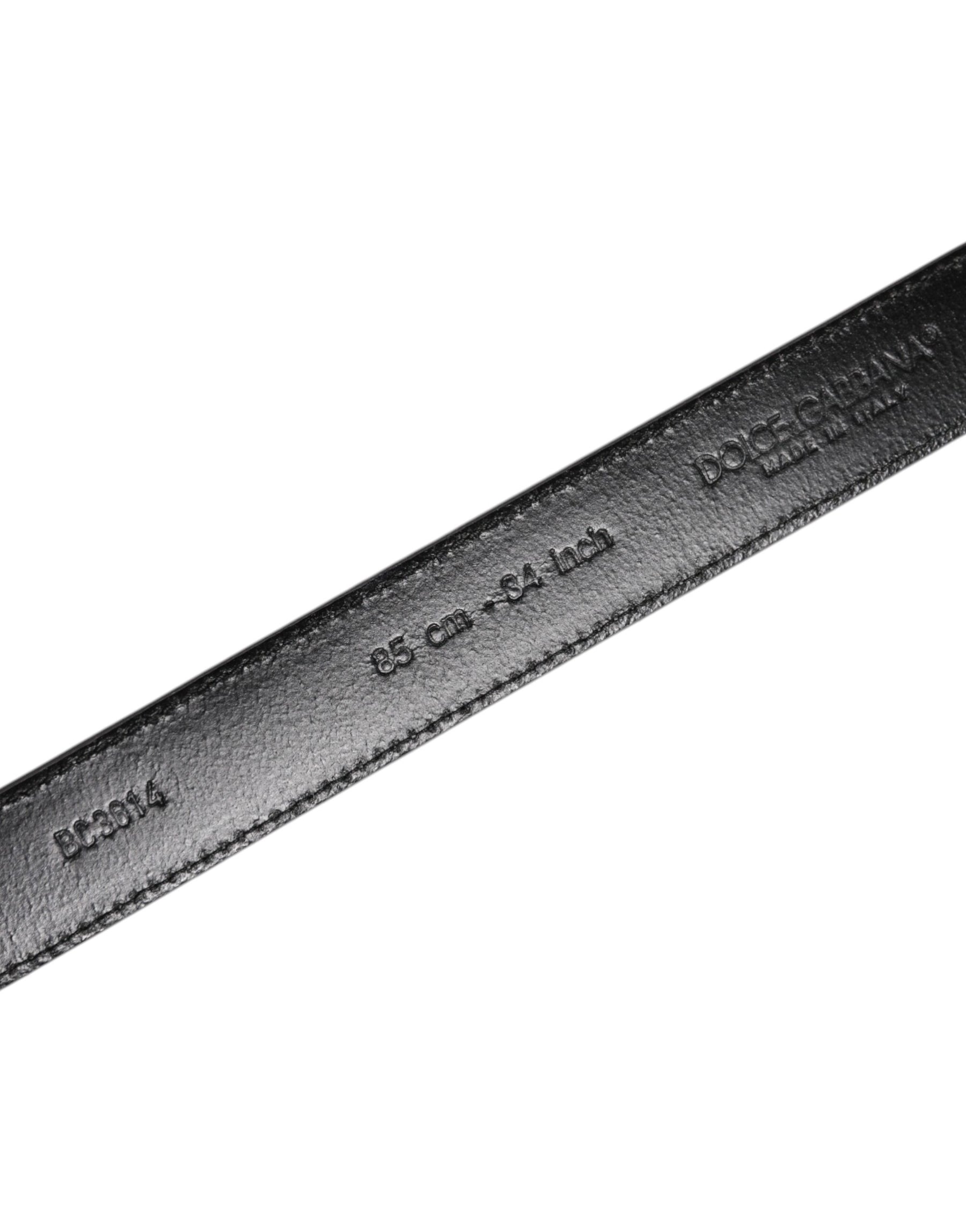 Dolce & Gabbana Gray Leather Silver Tone Metal Buckle Belt | Regal Royce