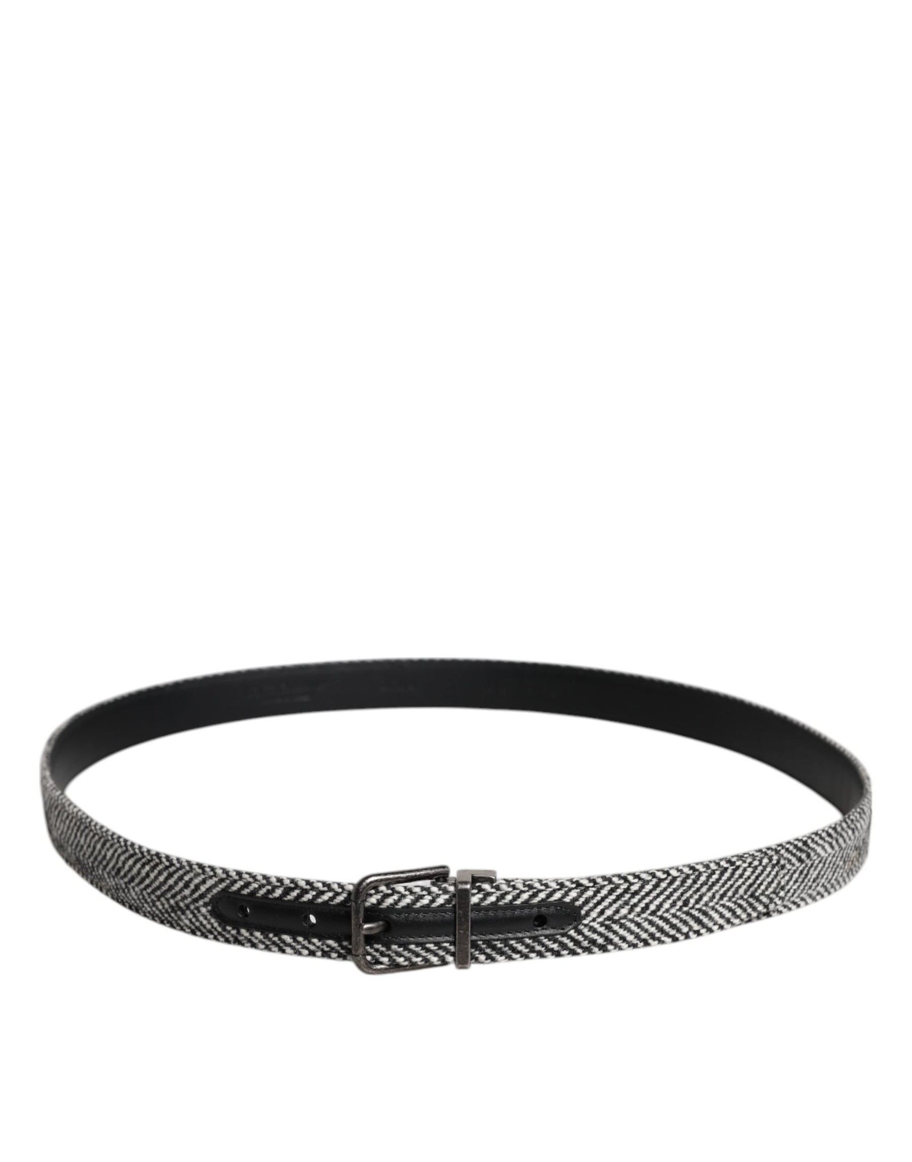 Dolce & Gabbana Black White Silver Tone Metal Buckle Belt | Regal Royce
