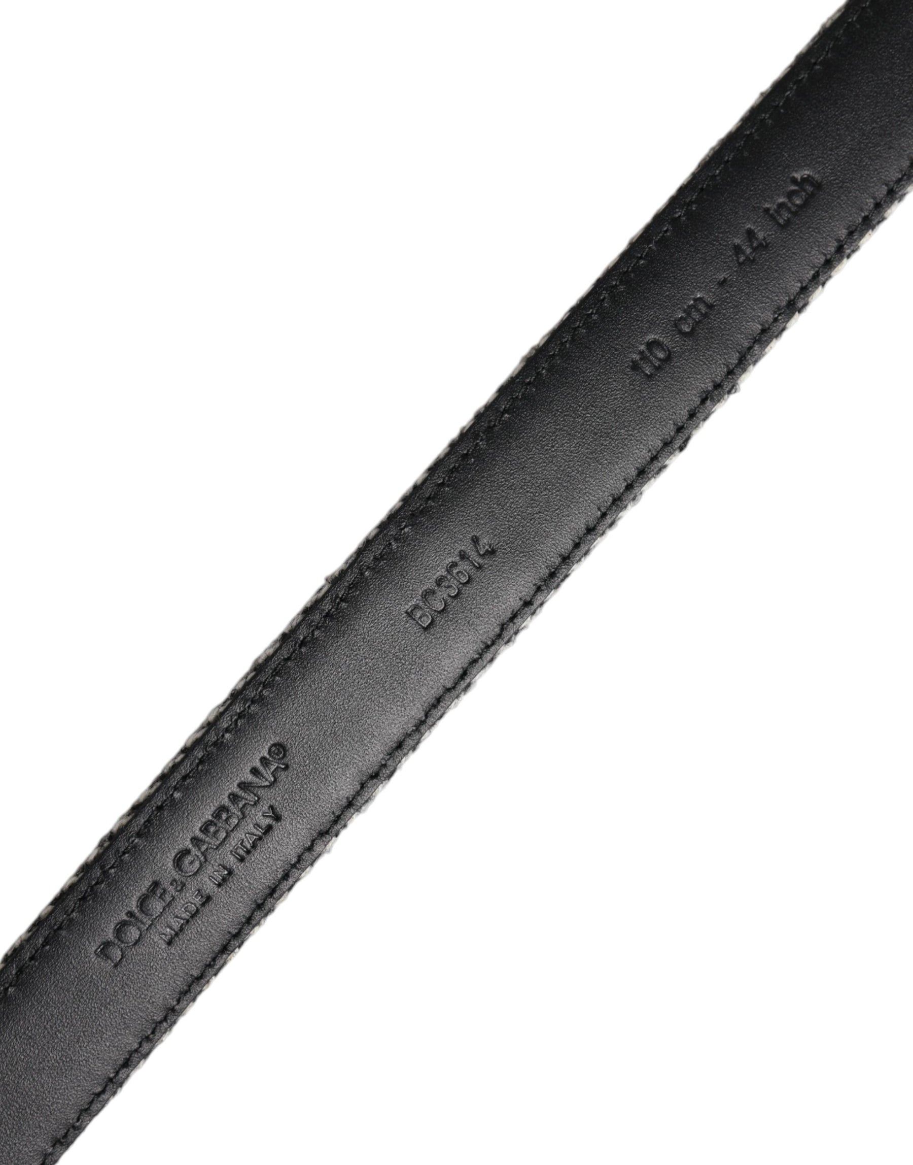 Dolce & Gabbana Black White Silver Tone Metal Buckle Belt | Regal Royce