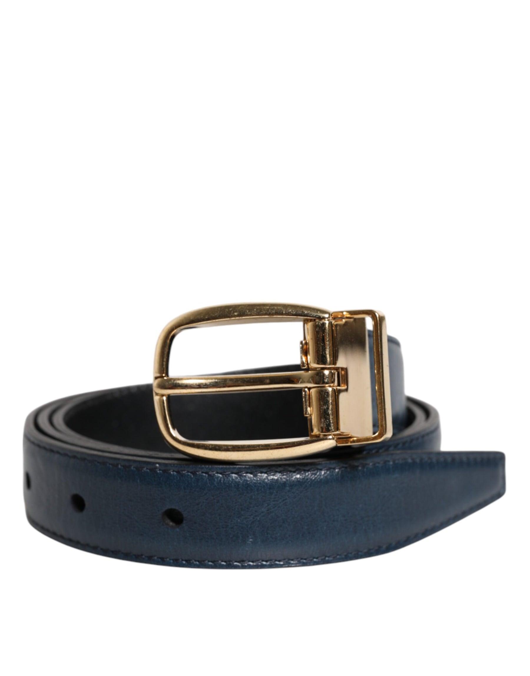 Dolce & Gabbana Blue Leather Metal Buckle Classic Belt | Regal Royce