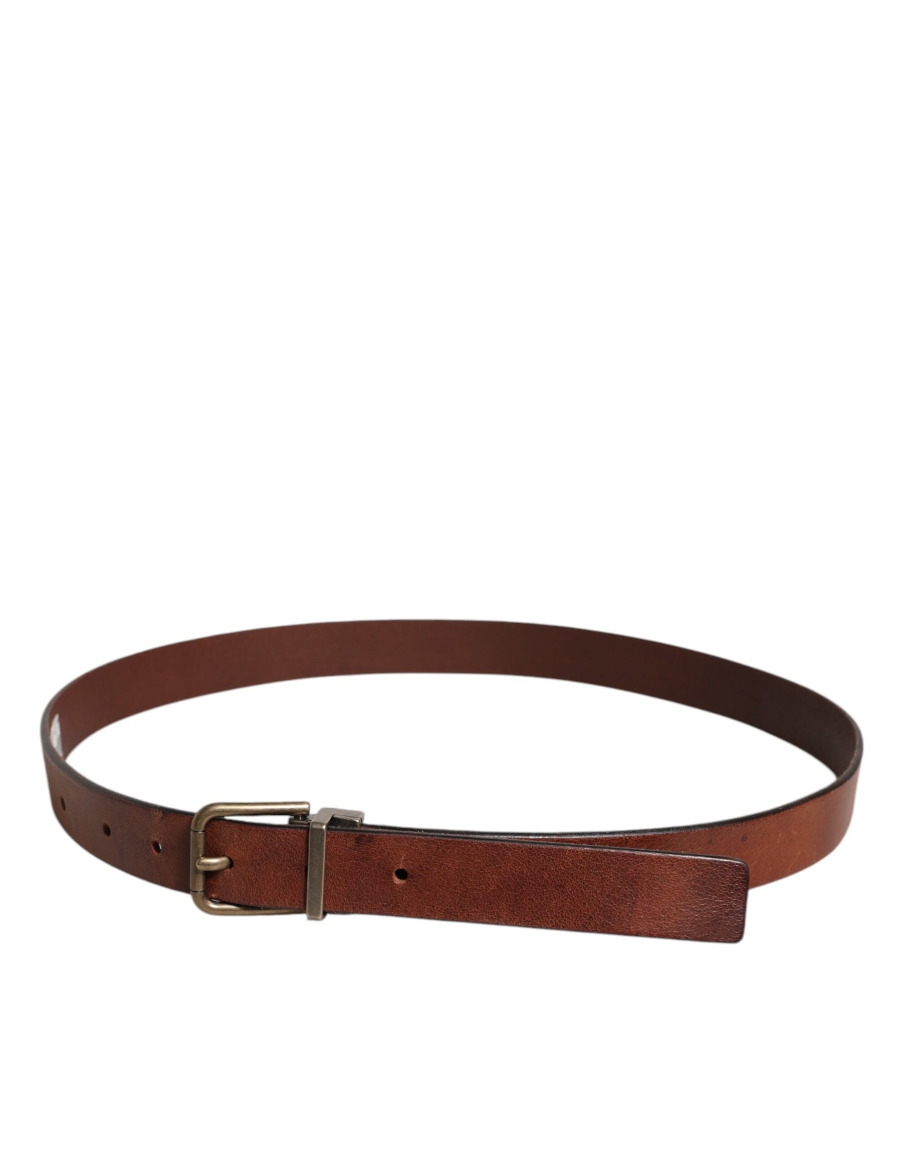 Dolce & Gabbana Brown Leather Metal Buckle Classic Belt | Regal Royce