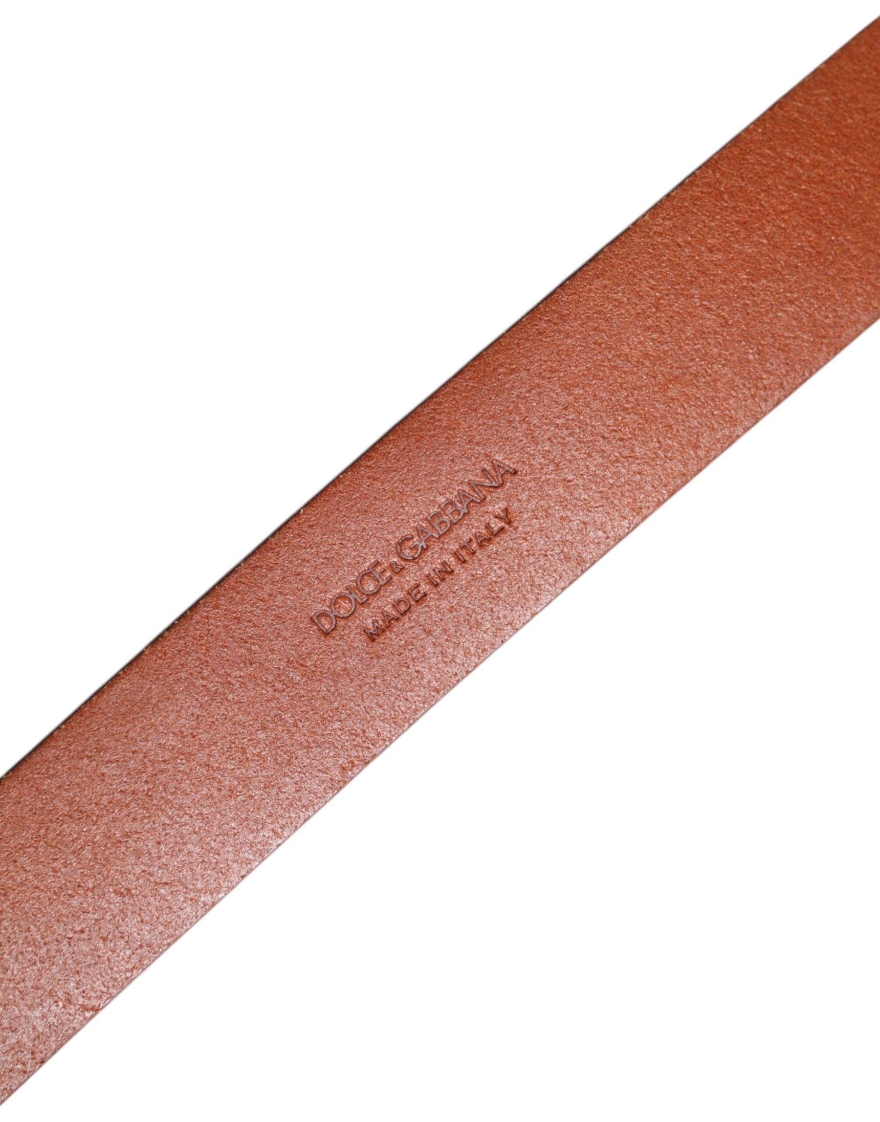 Dolce & Gabbana Brown Leather Gold Metal Baroque Buckle Belt | Regal Royce