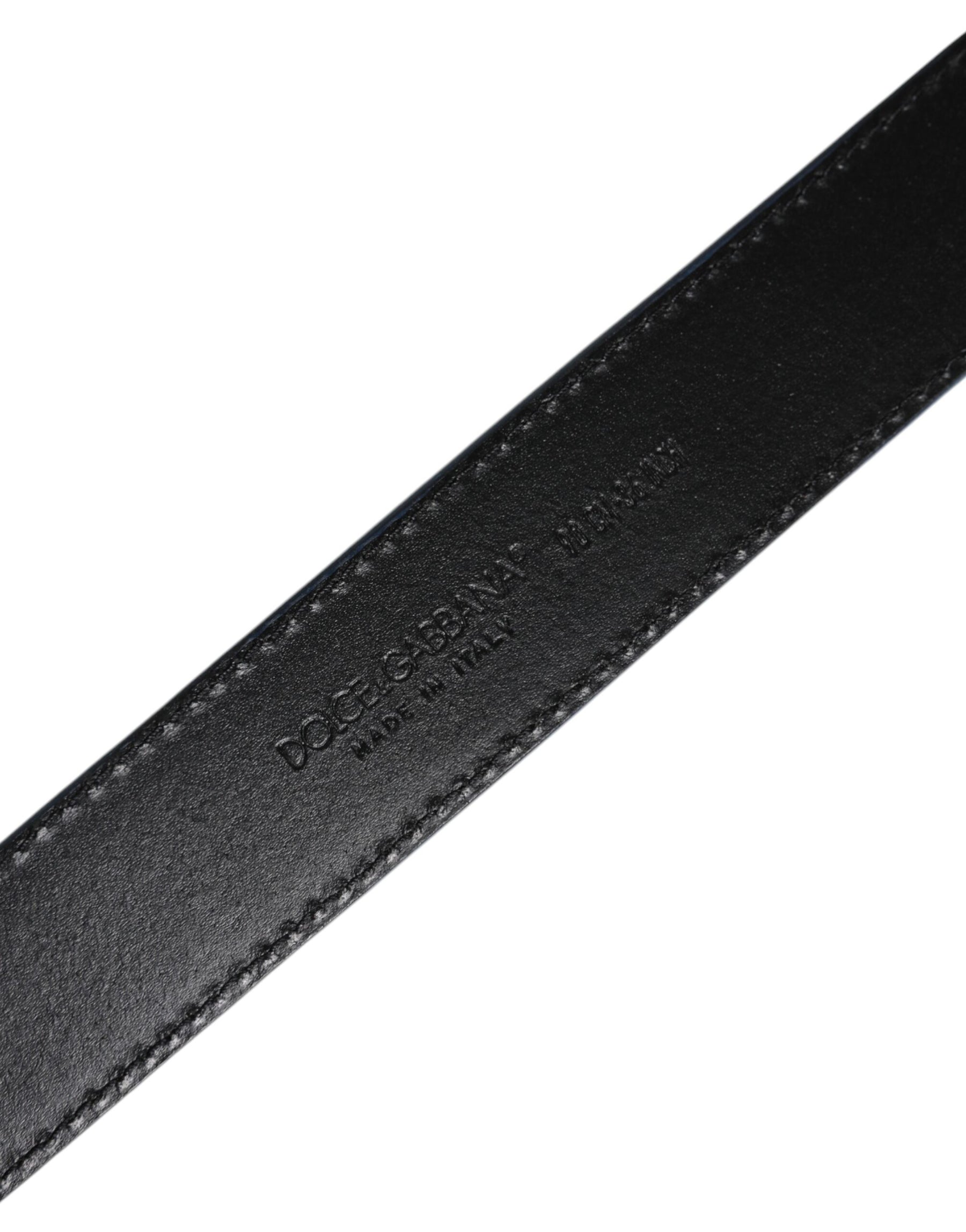 Dolce & Gabbana Blue Beige Leather Weaved Metal Buckle Belt | Regal Royce