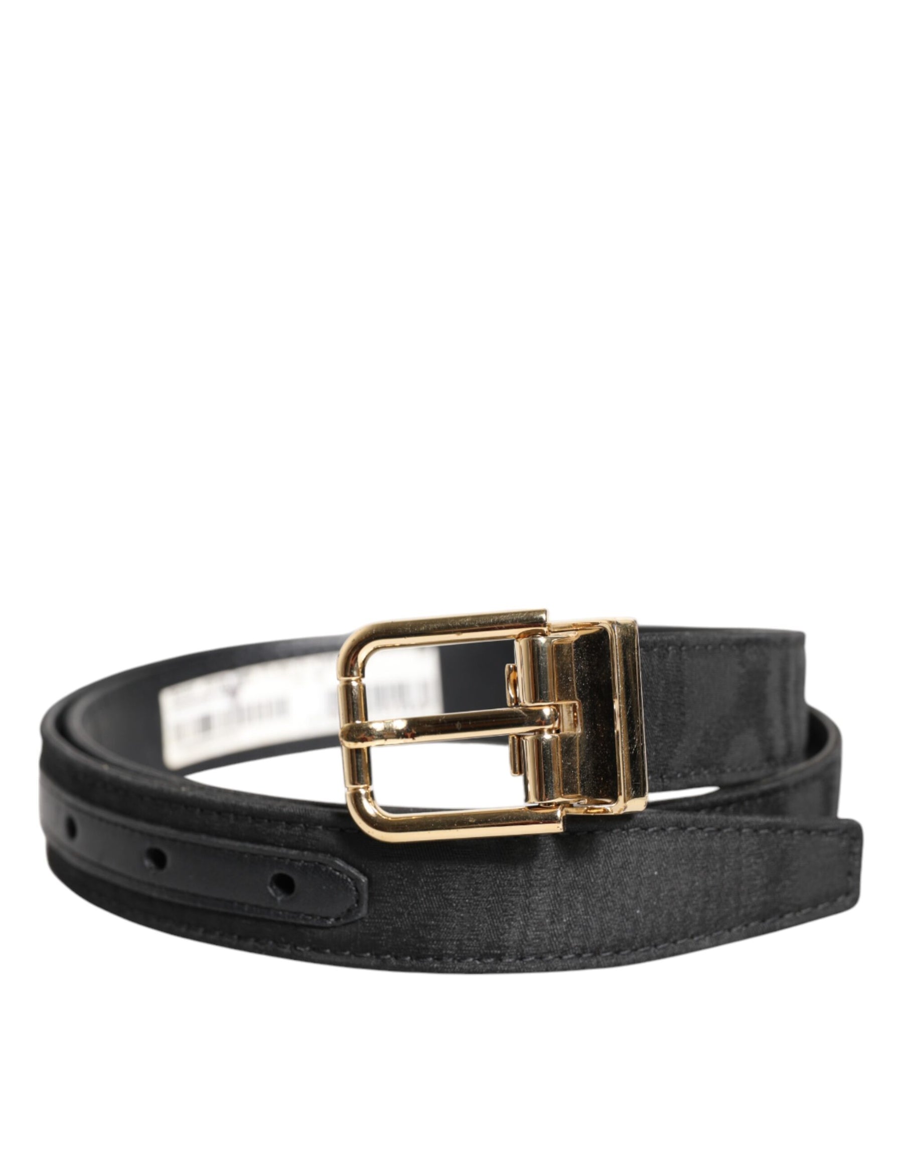 Dolce & Gabbana Black Classic Gold Metal Logo Buckle Belt | Regal Royce