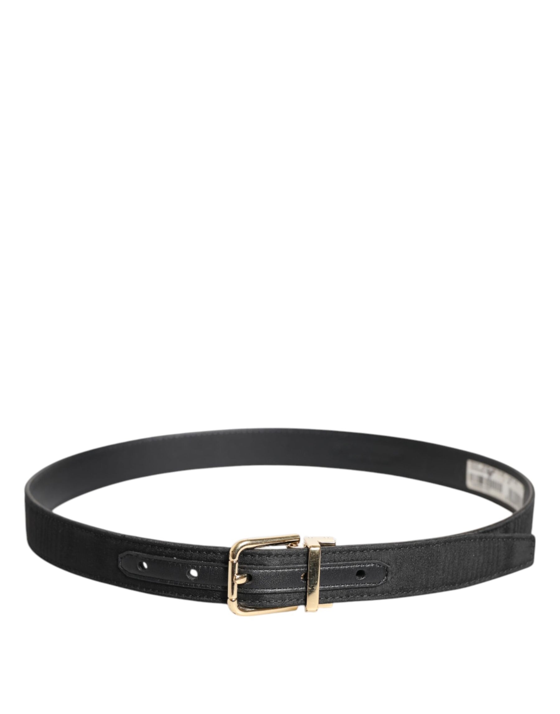 Dolce & Gabbana Black Classic Gold Metal Logo Buckle Belt | Regal Royce