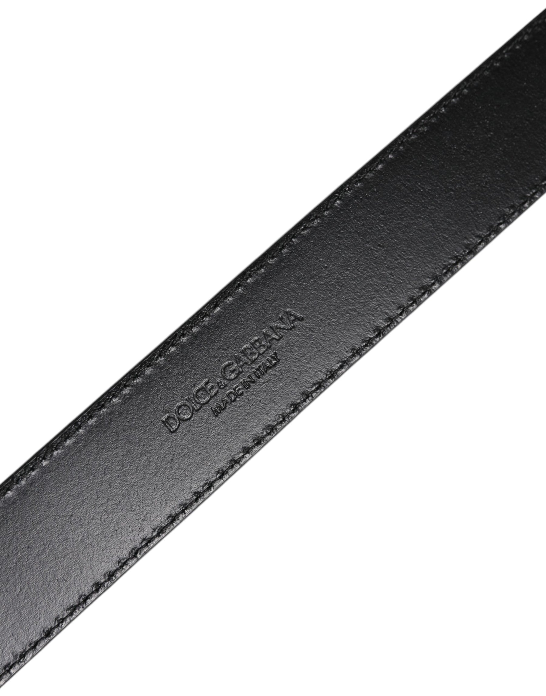 Dolce & Gabbana Silver Leather Classic Metal Logo Buckle Belt | Regal Royce