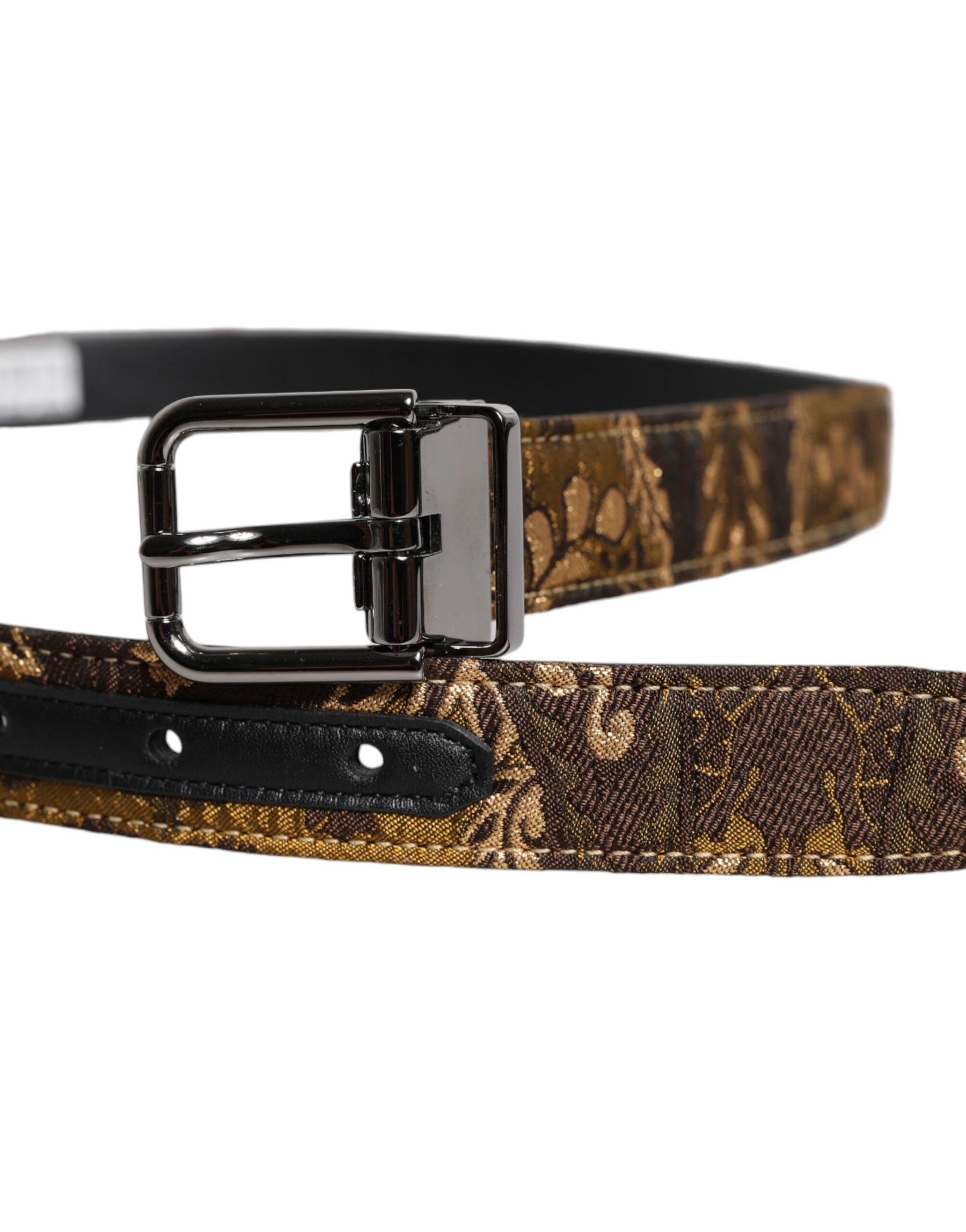Dolce & Gabbana Multicolor Jacquard Leather Logo Buckle Belt | Regal Royce