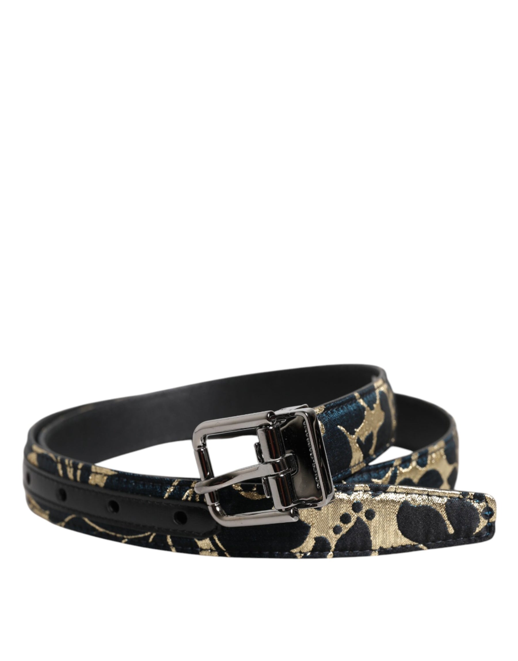 Dolce & Gabbana Multicolor Jacquard Leather Logo Buckle Belt | Regal Royce