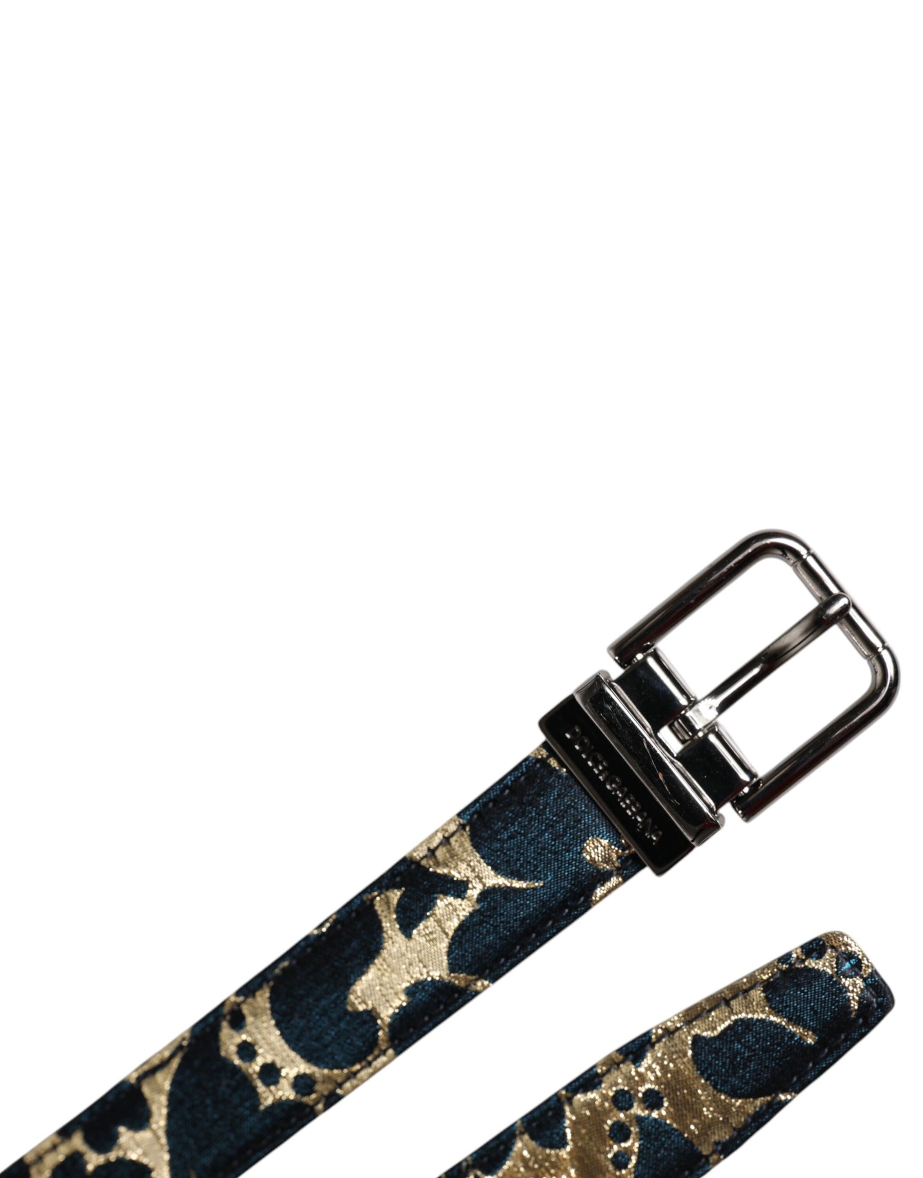 Dolce & Gabbana Multicolor Jacquard Leather Logo Buckle Belt | Regal Royce