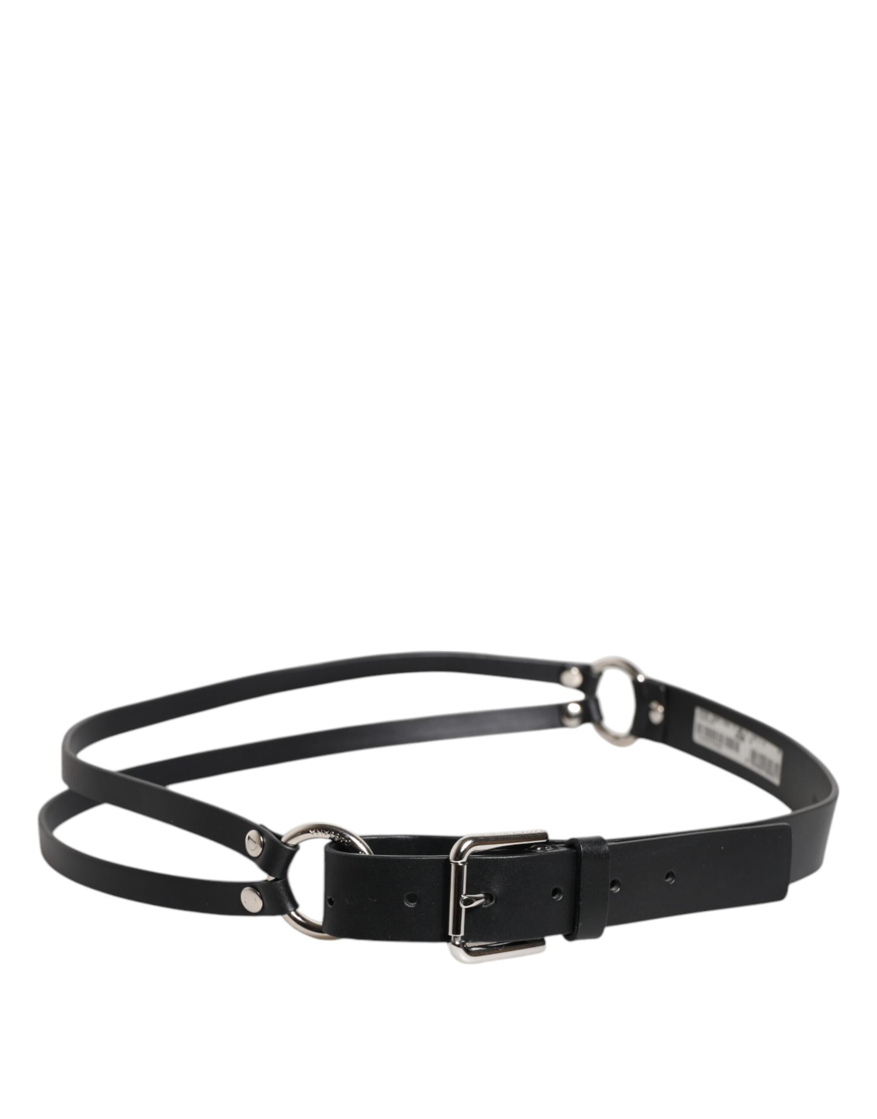 Dolce & Gabbana Black Leather Classic Metal Logo Buckle Belt | Regal Royce