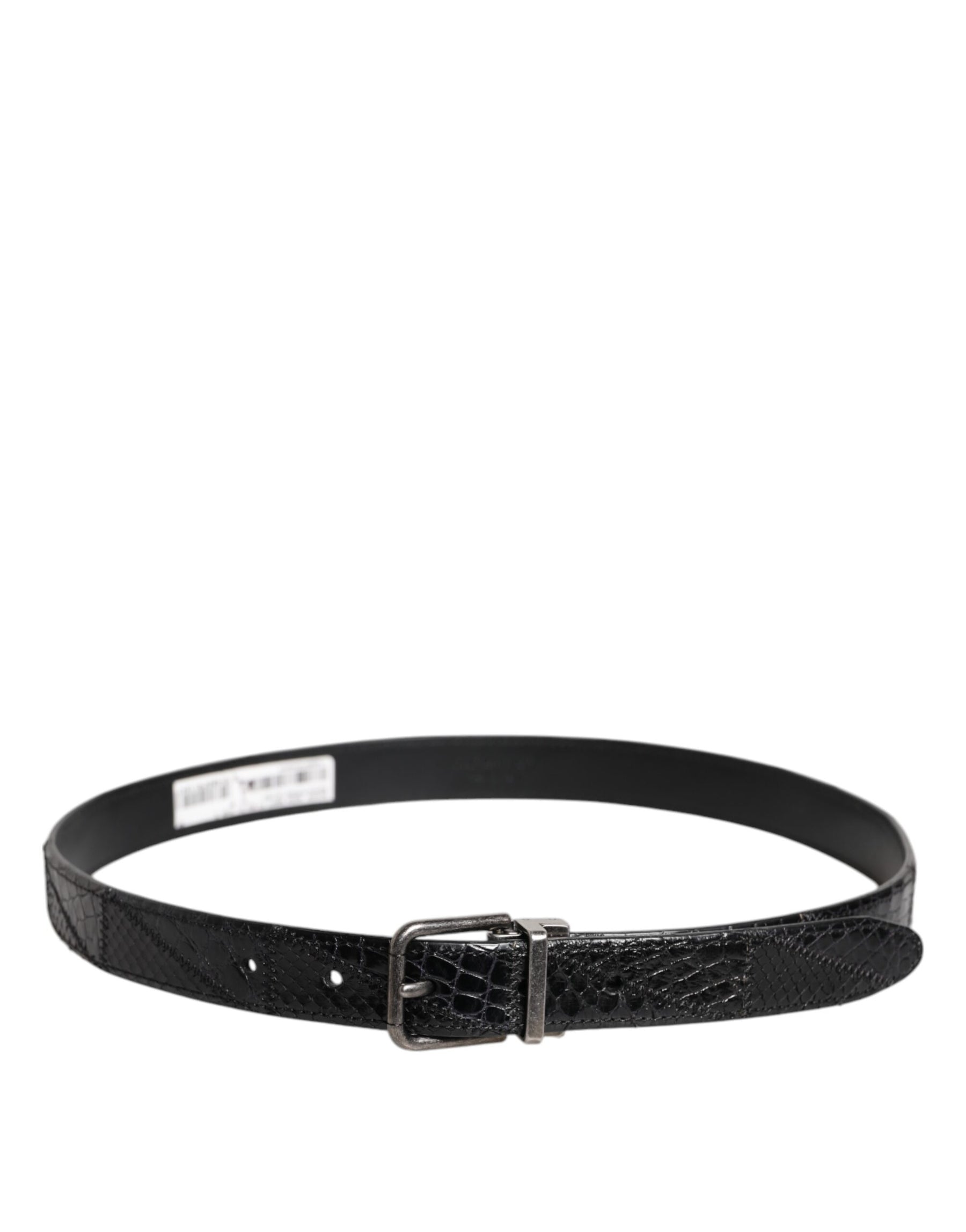 Dolce & Gabbana Black Exotic Leather Metal Logo Buckle Belt | Regal Royce