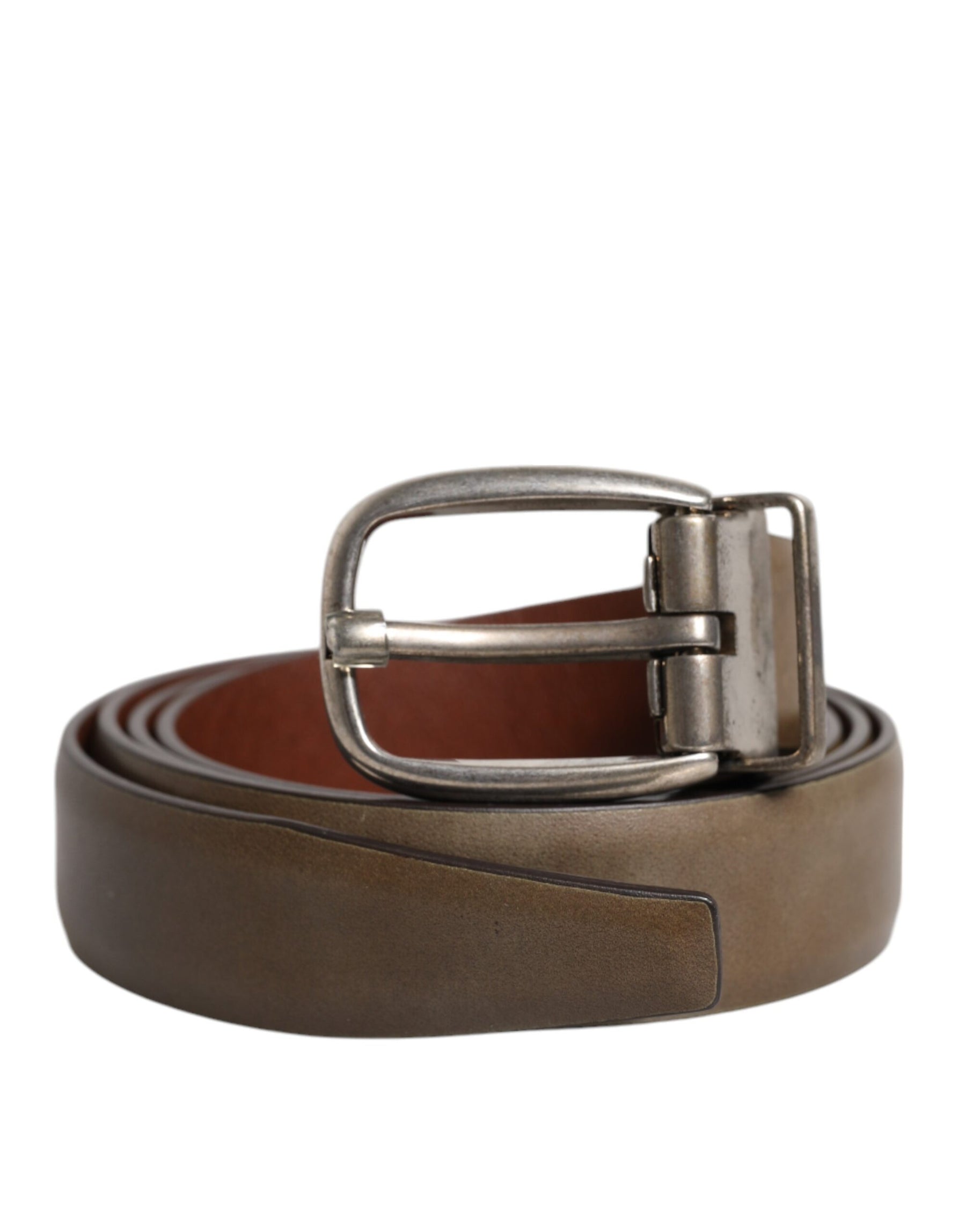 Dolce & Gabbana Brown Leather Classic Metal Logo Buckle Belt | Regal Royce