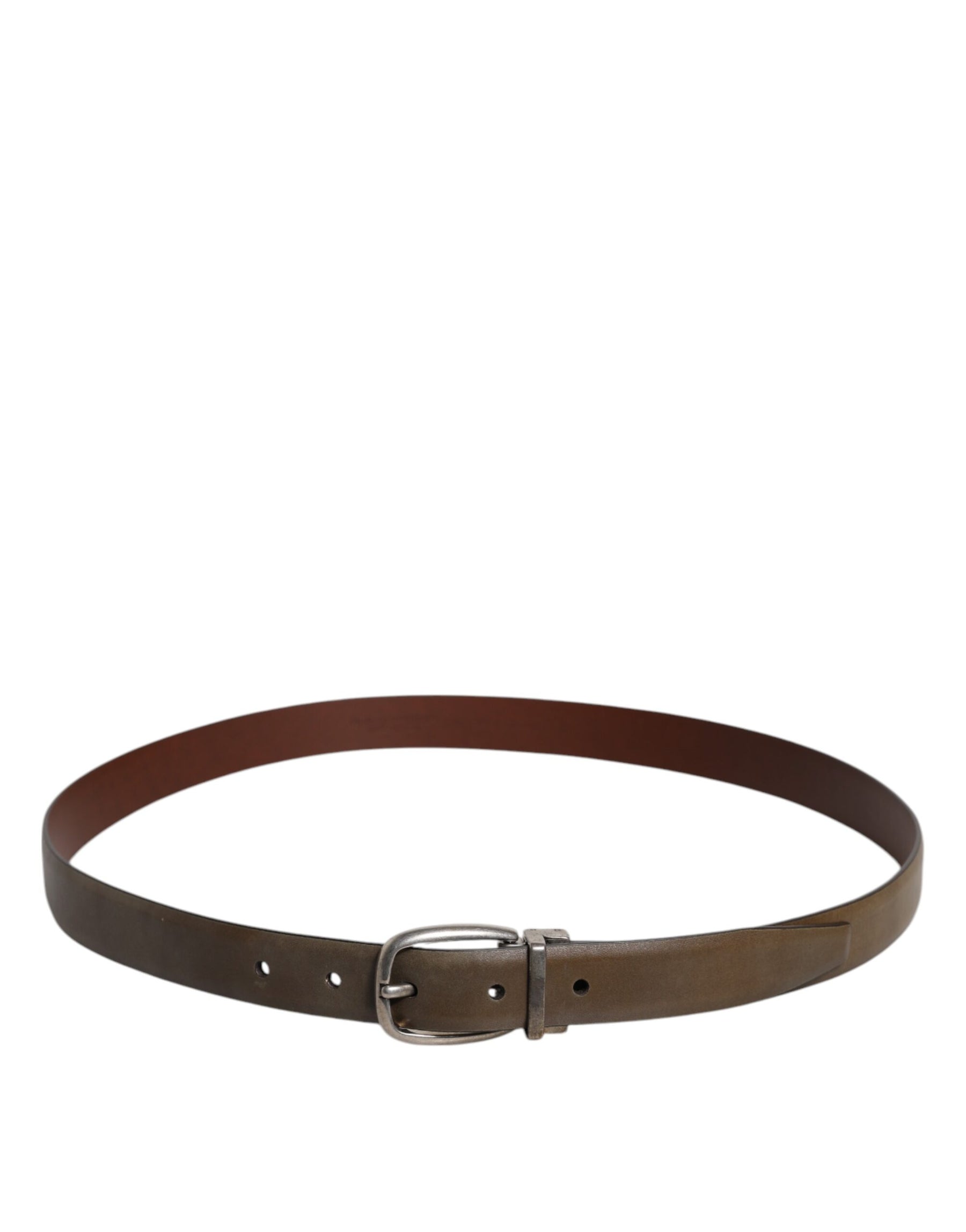 Dolce & Gabbana Brown Leather Classic Metal Logo Buckle Belt | Regal Royce
