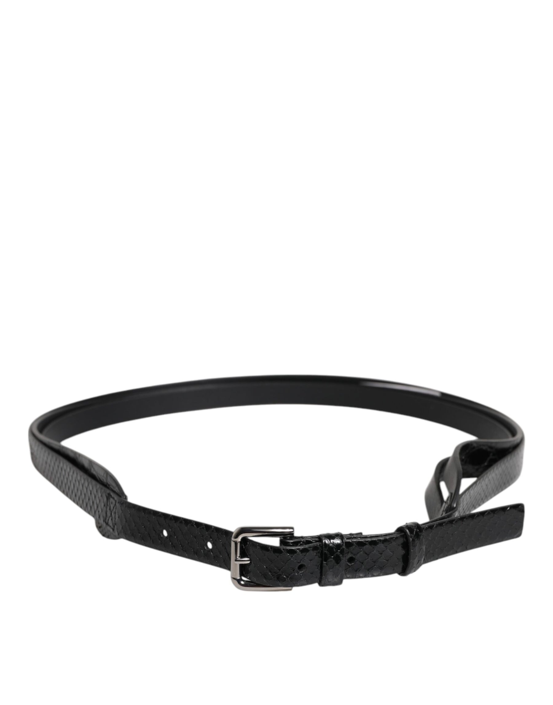 Dolce & Gabbana Black Leather Classic Metal Logo Buckle Belt | Regal Royce