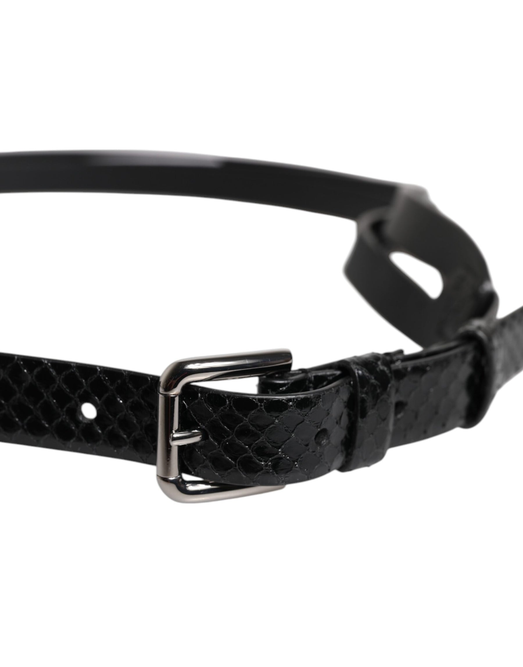 Dolce & Gabbana Black Leather Classic Metal Logo Buckle Belt | Regal Royce