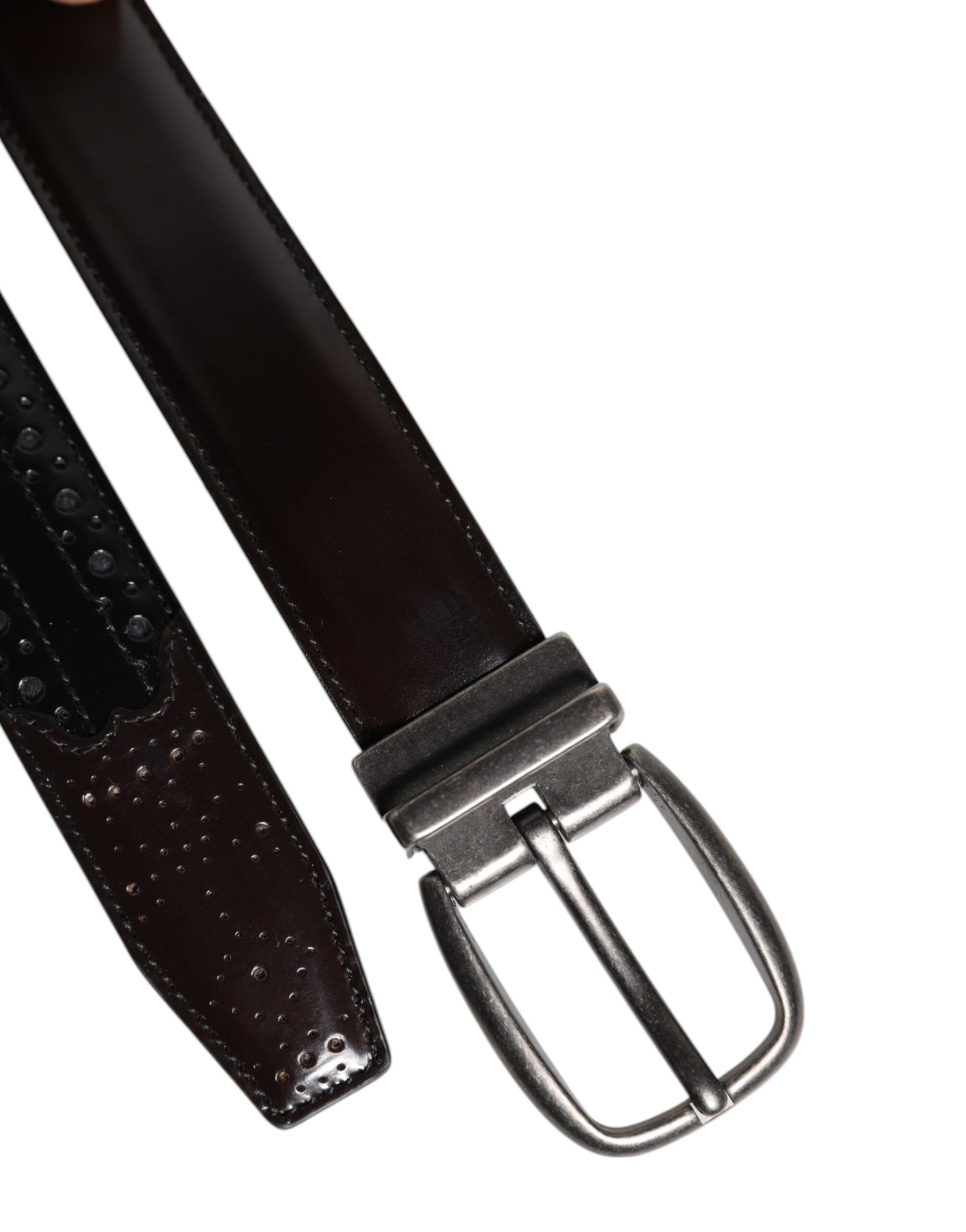 Dolce & Gabbana Black Brown Leather Classic Metal Buckle Belt | Regal Royce