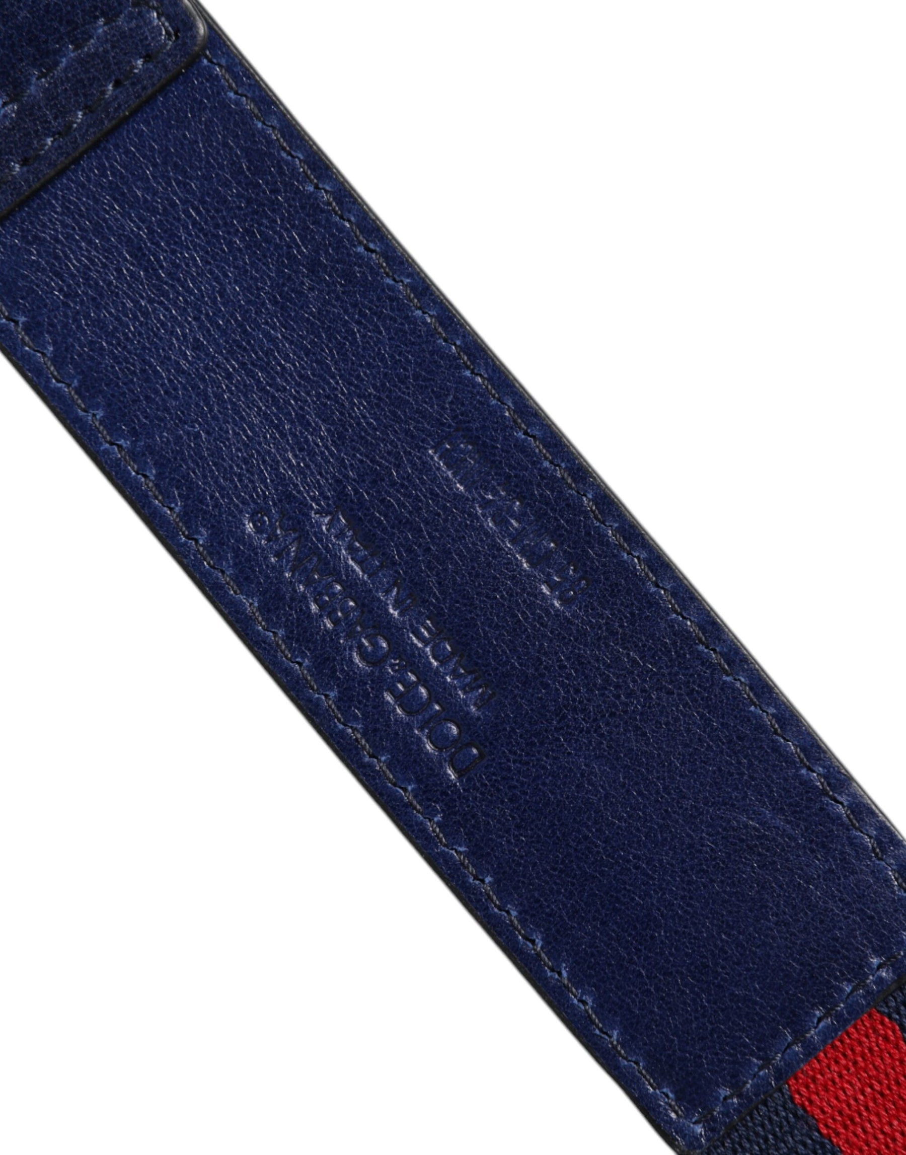 Dolce & Gabbana Blue Cotton Leather Printed Metal Buckle Belt | Regal Royce