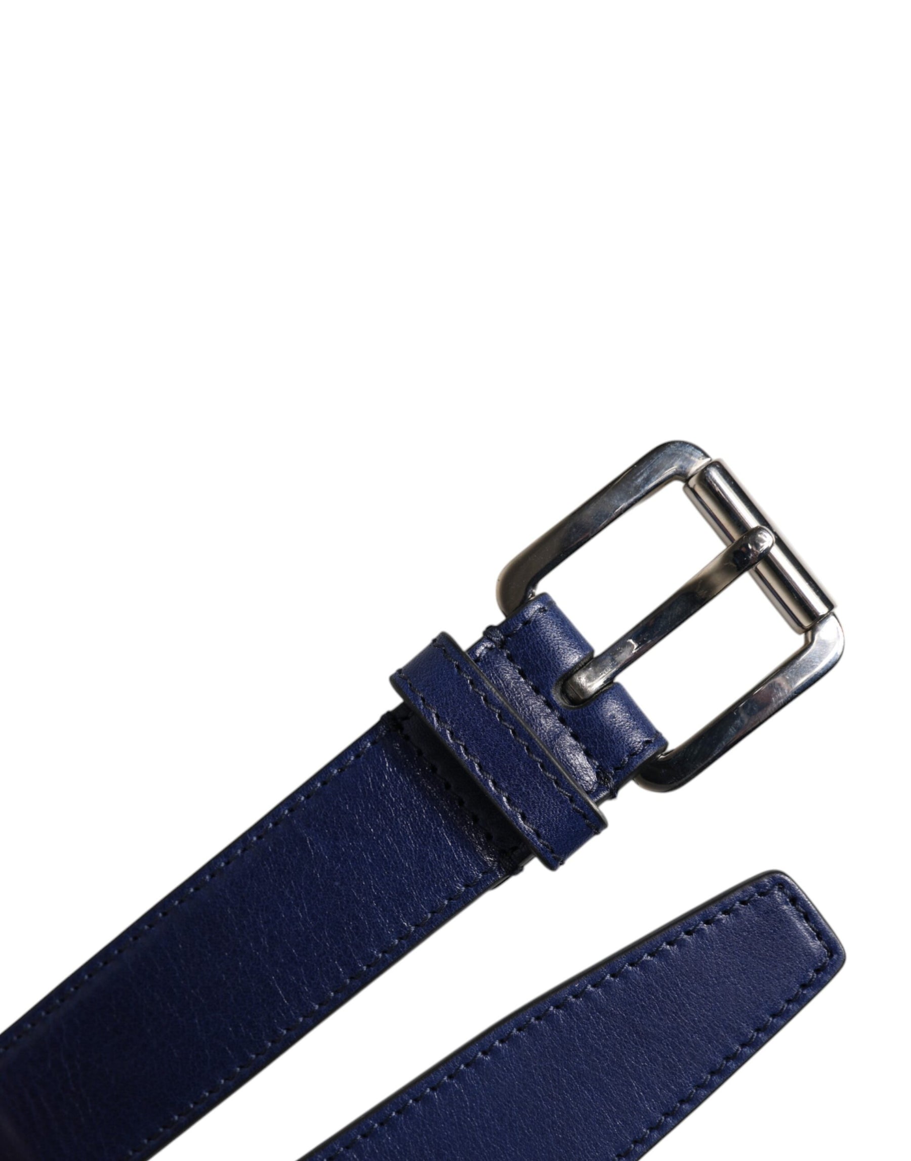 Dolce & Gabbana Blue Cotton Leather Printed Metal Buckle Belt | Regal Royce