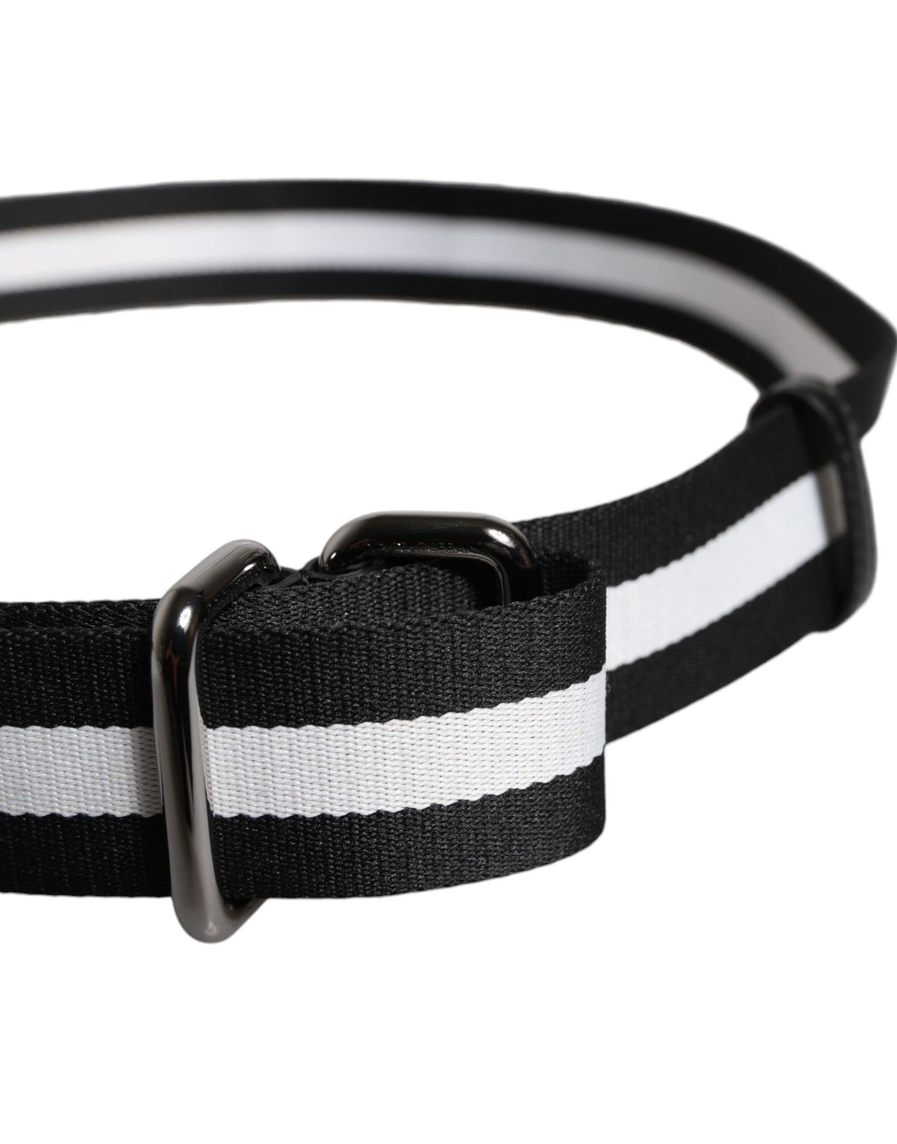 Dolce & Gabbana Black Yellow Logo Striped Metal Buckle Belt | Regal Royce