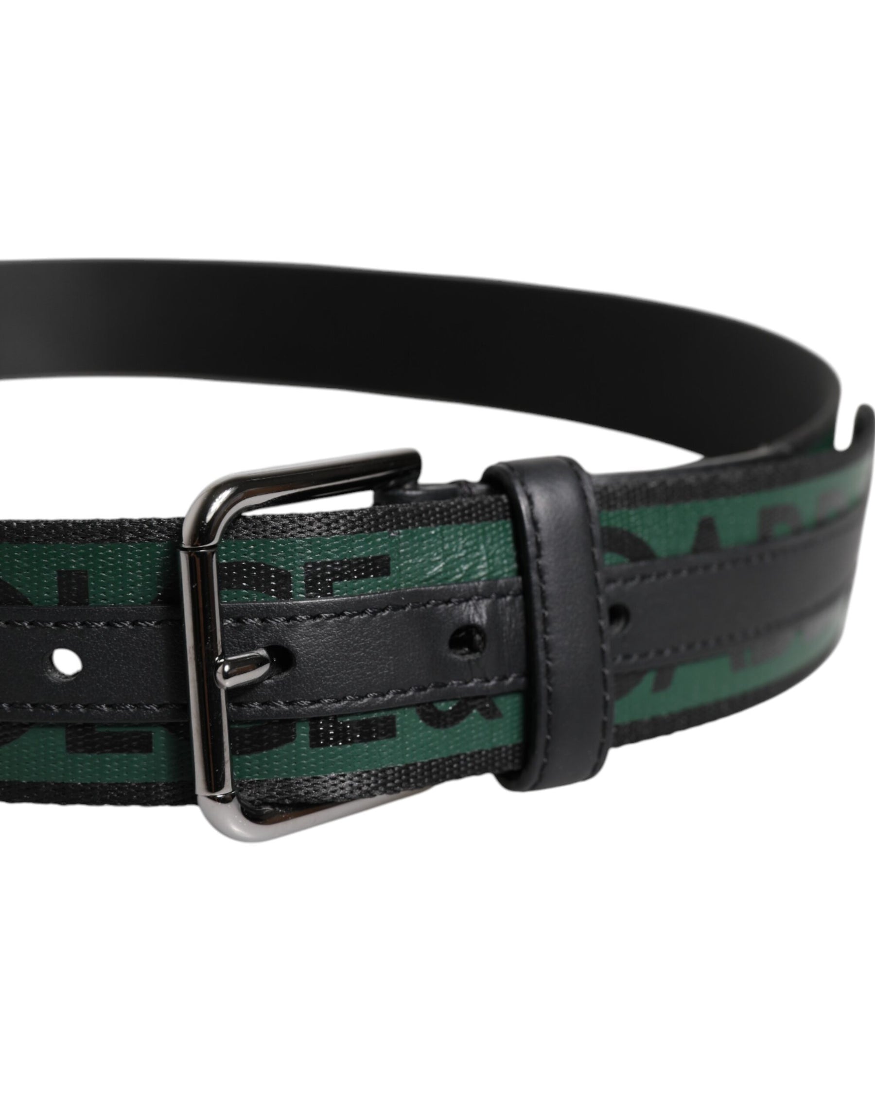 Dolce & Gabbana Green Black Classic Metal Logo Buckle Belt | Regal Royce