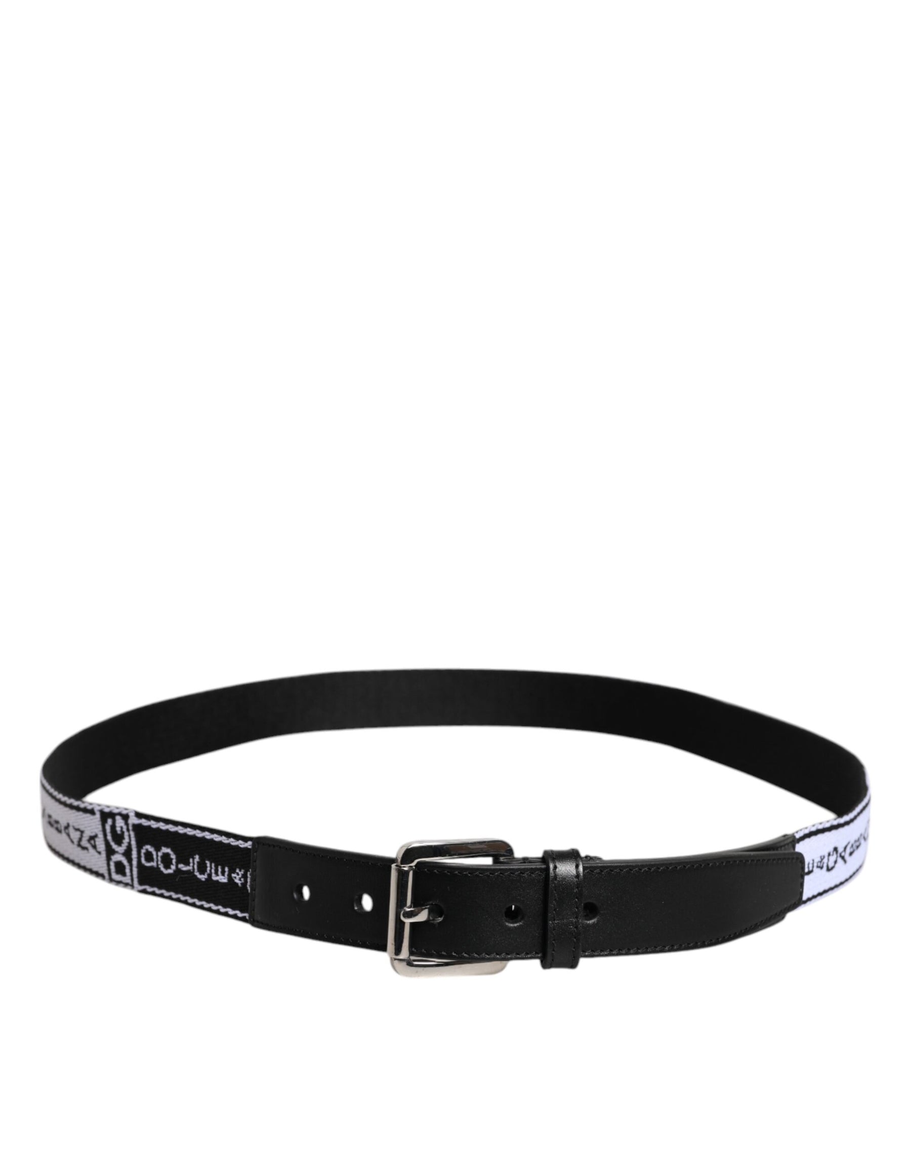 Dolce & Gabbana Black White Printed Metal Logo Buckle Belt | Regal Royce