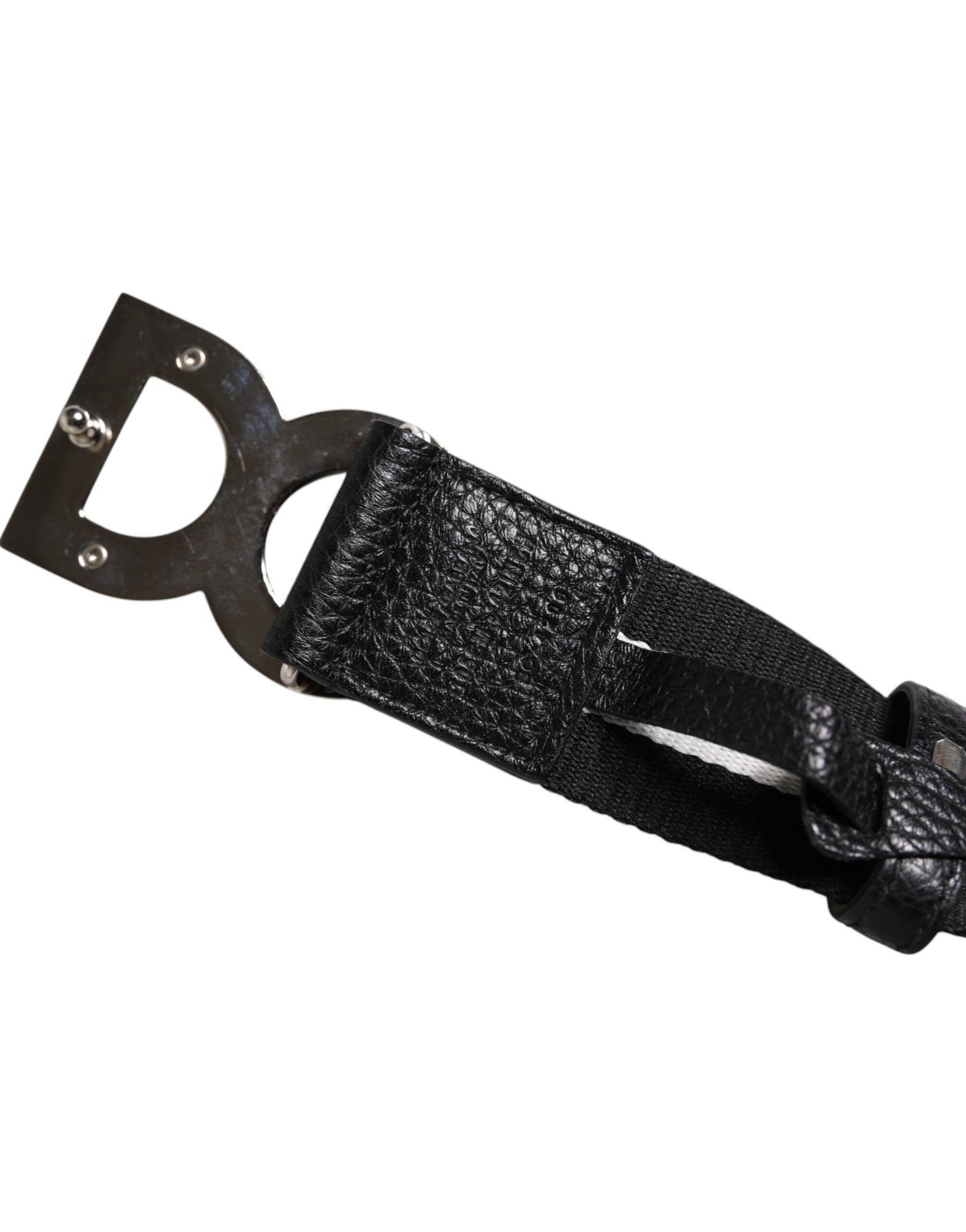 Dolce & Gabbana Black White Printed Metal Logo Buckle Belt | Regal Royce