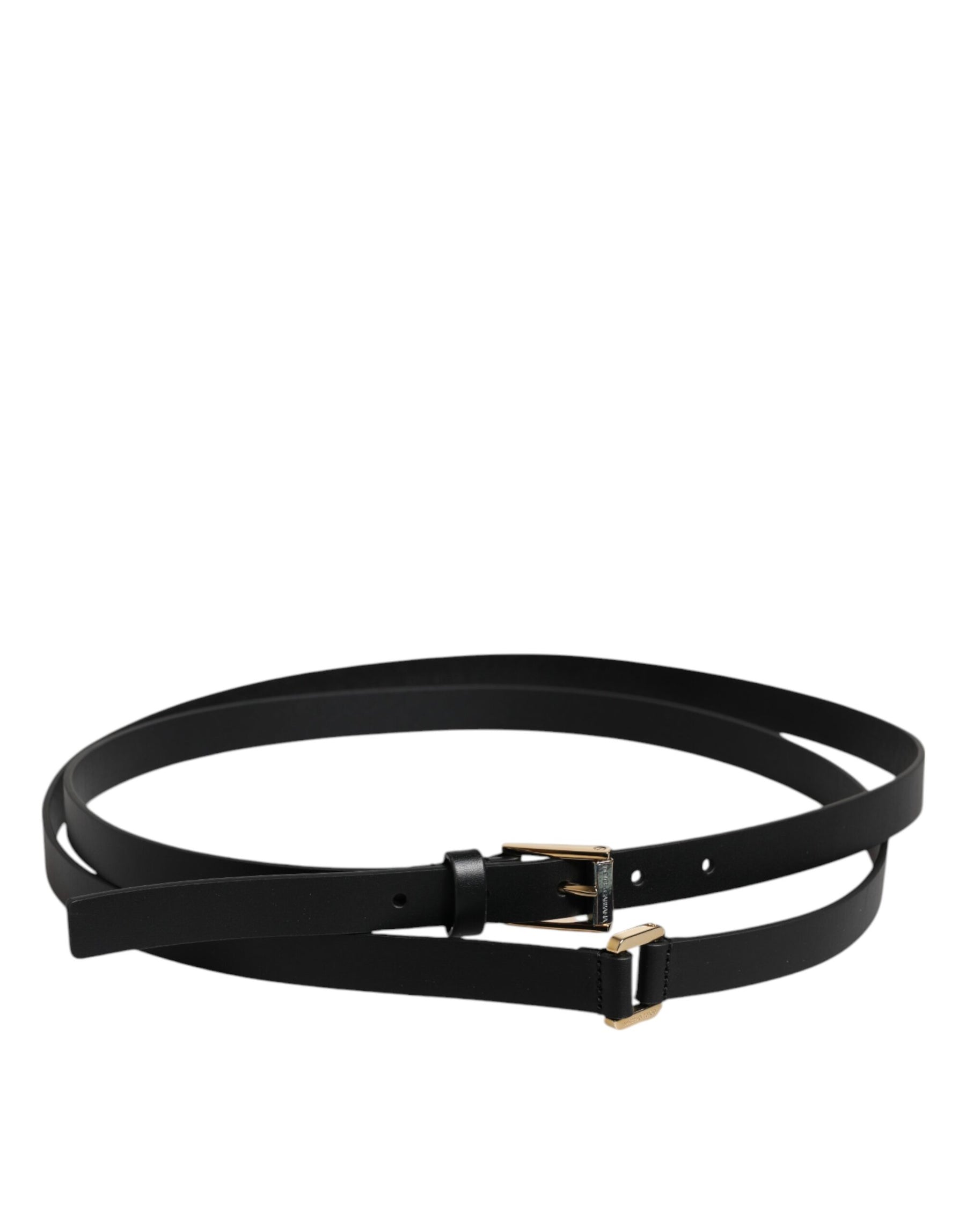 Dolce & Gabbana Black Calfskin Classic Metal Logo Buckle Belt | Regal Royce