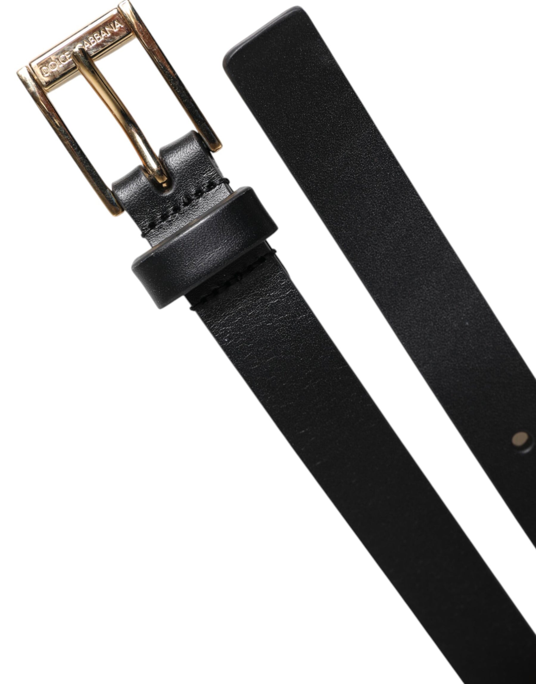 Dolce & Gabbana Black Calfskin Classic Metal Logo Buckle Belt | Regal Royce