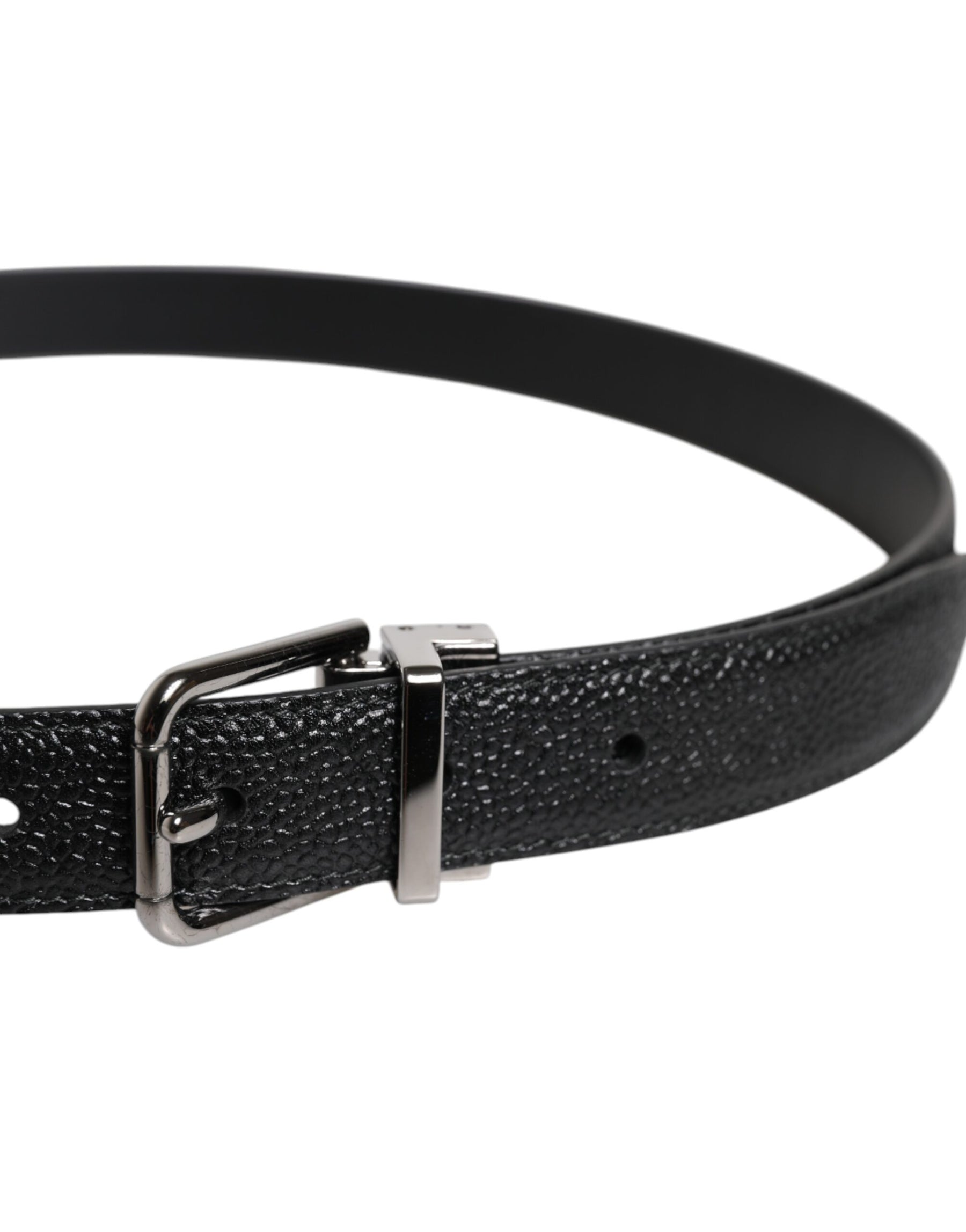 Dolce & Gabbana Black Calf Leather Classic Metal Buckle Belt | Regal Royce