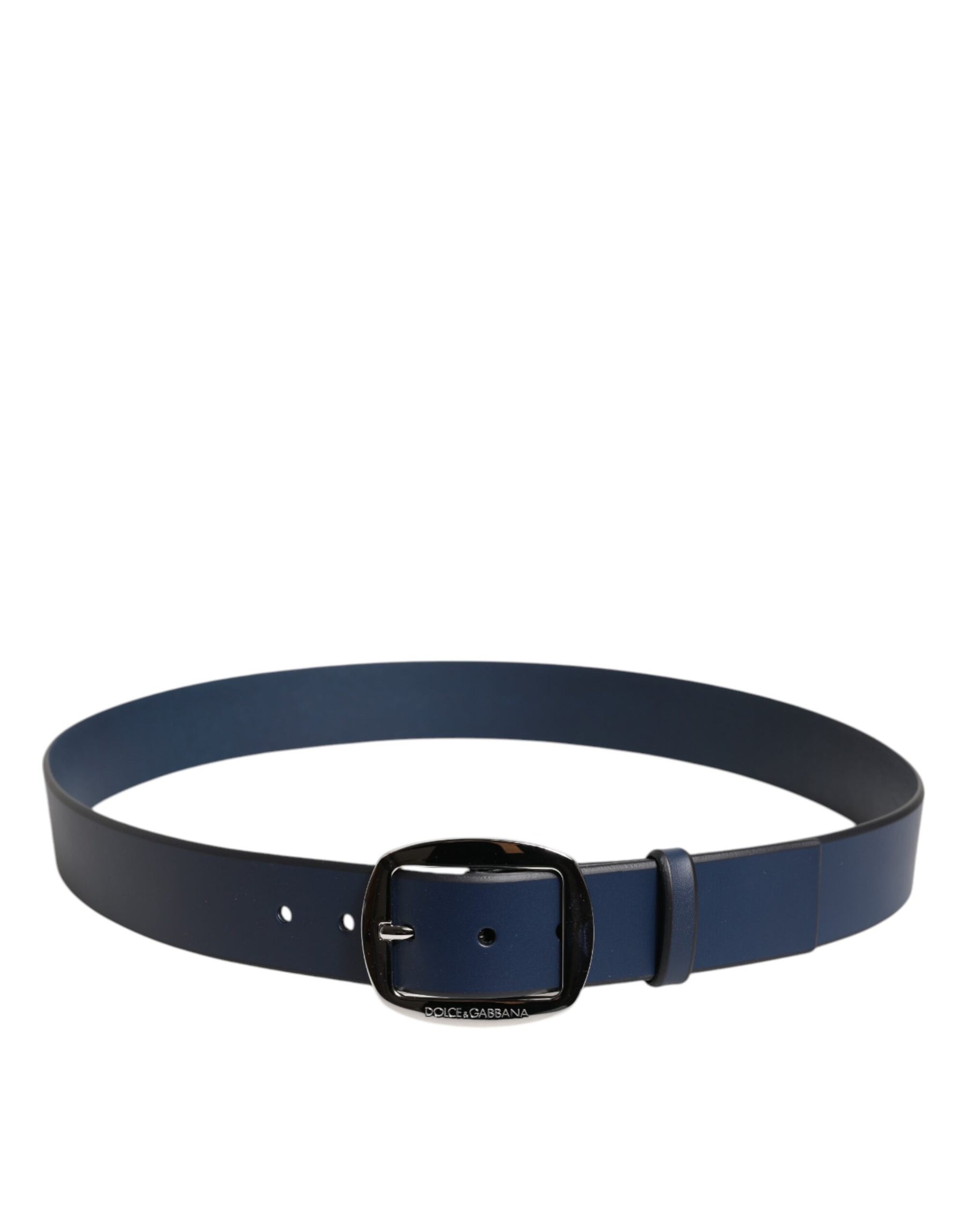 Dolce & Gabbana Blue Calf Leather Classic Metal Buckle Belt | Regal Royce