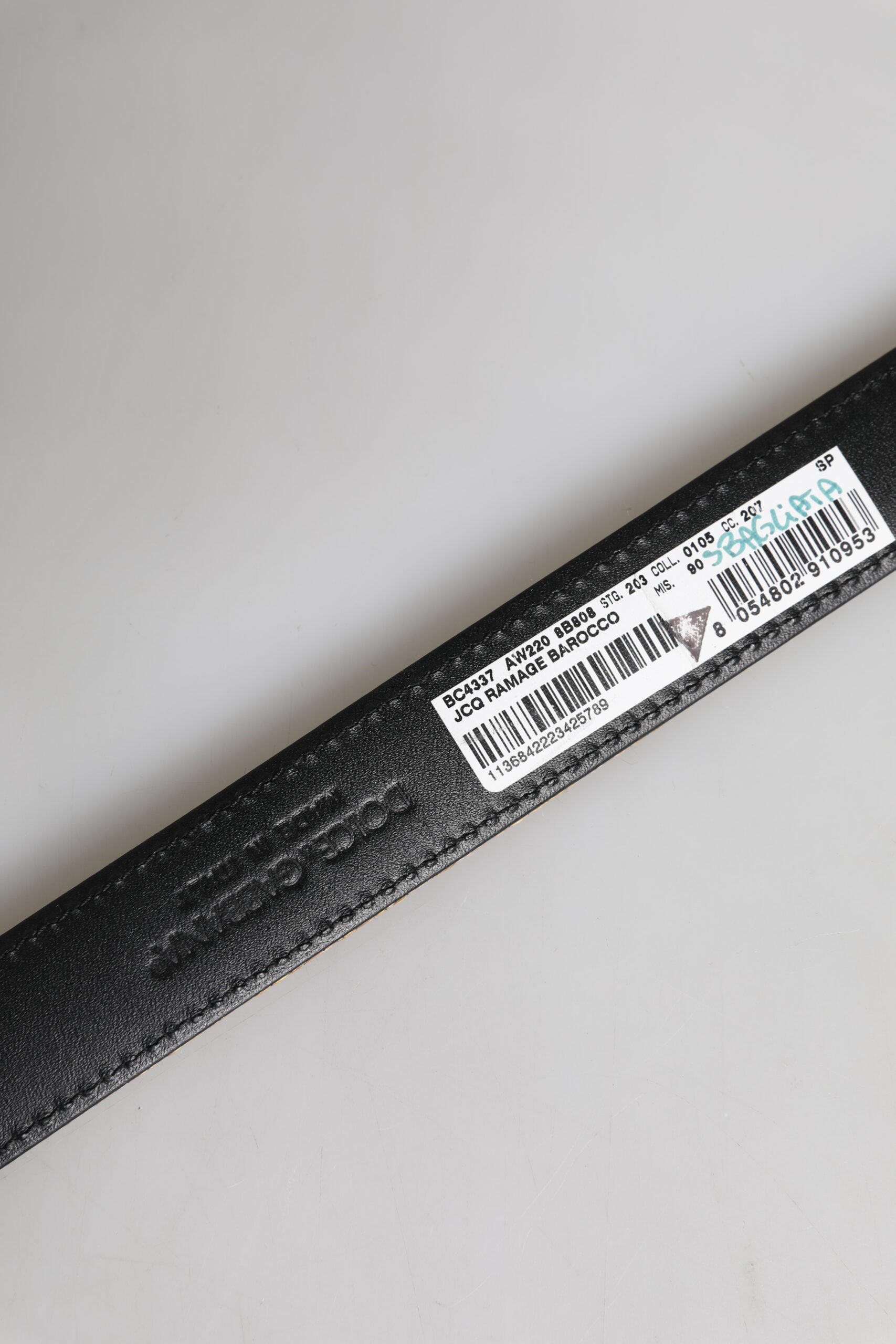 Dolce & Gabbana Gold Leather Jacquard Silver Metal Buckle Belt | Regal Royce