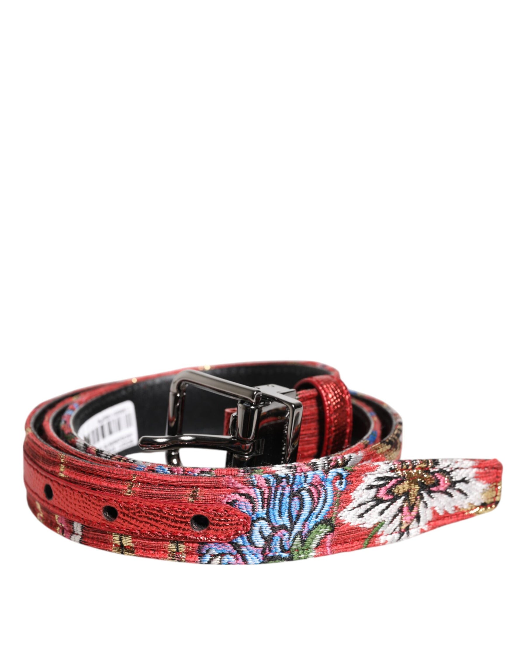 Dolce & Gabbana Red Floral DG Embellished Metal Buckle Belt | Regal Royce