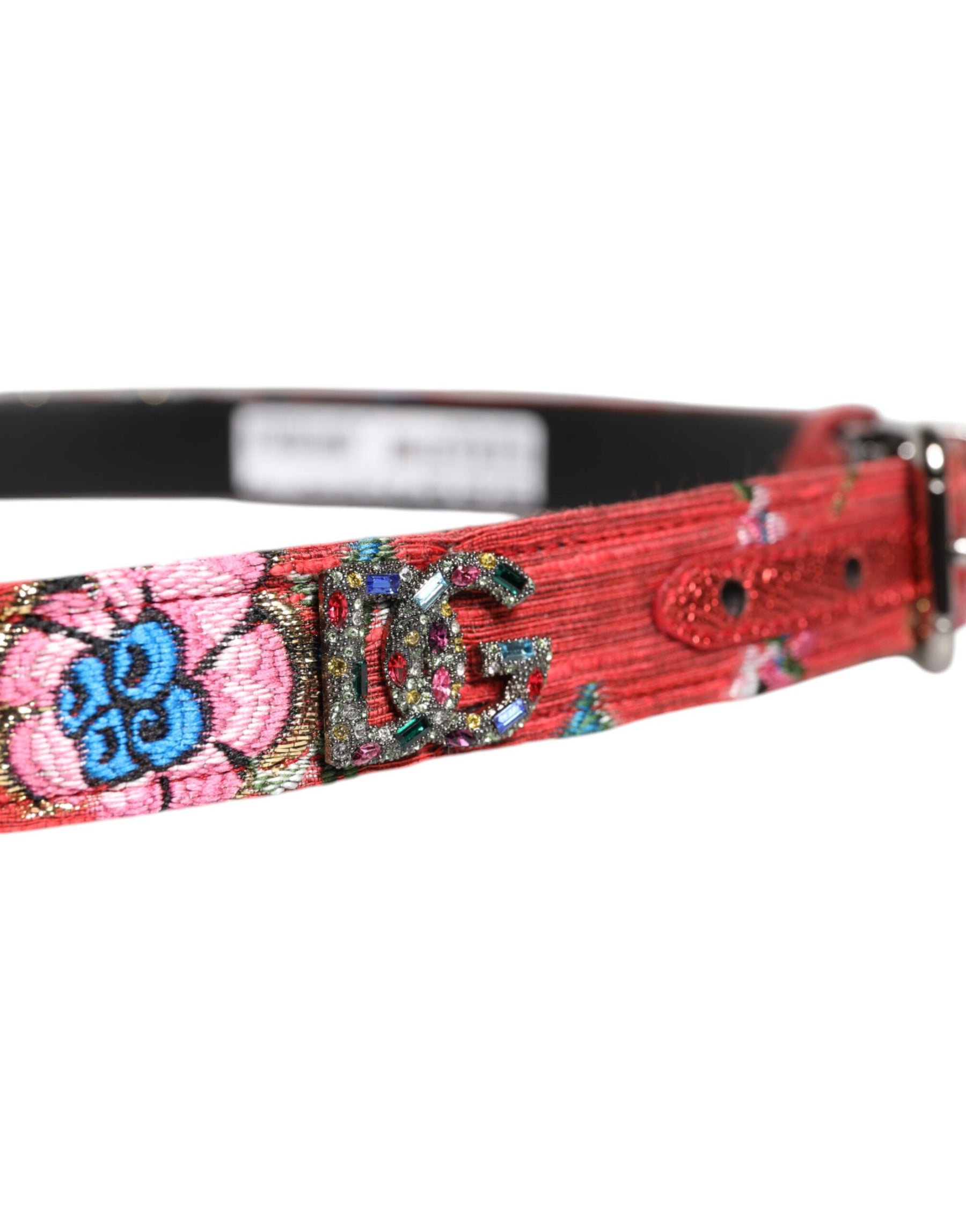 Dolce & Gabbana Red Floral DG Embellished Metal Buckle Belt | Regal Royce