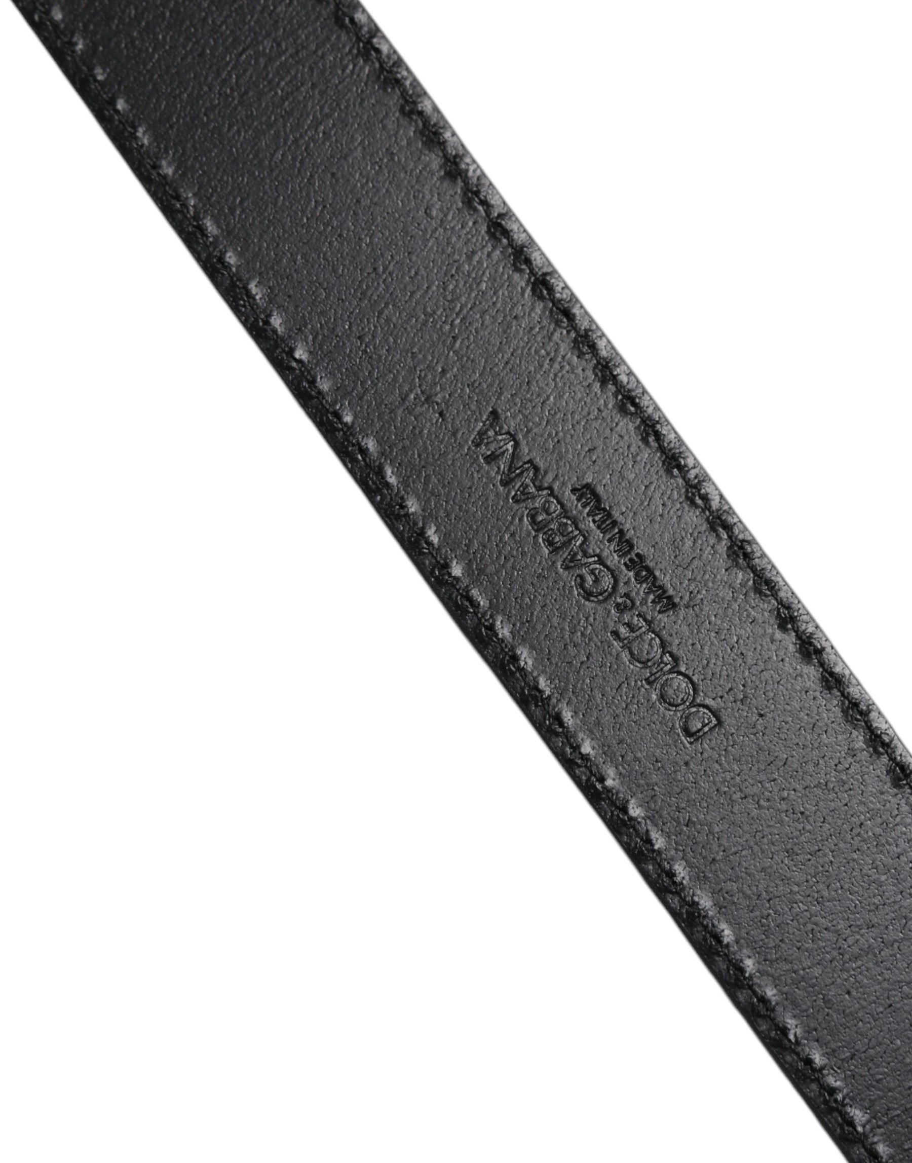 Dolce & Gabbana Silver Classic Gold Logo Plaque Buckle Belt | Regal Royce