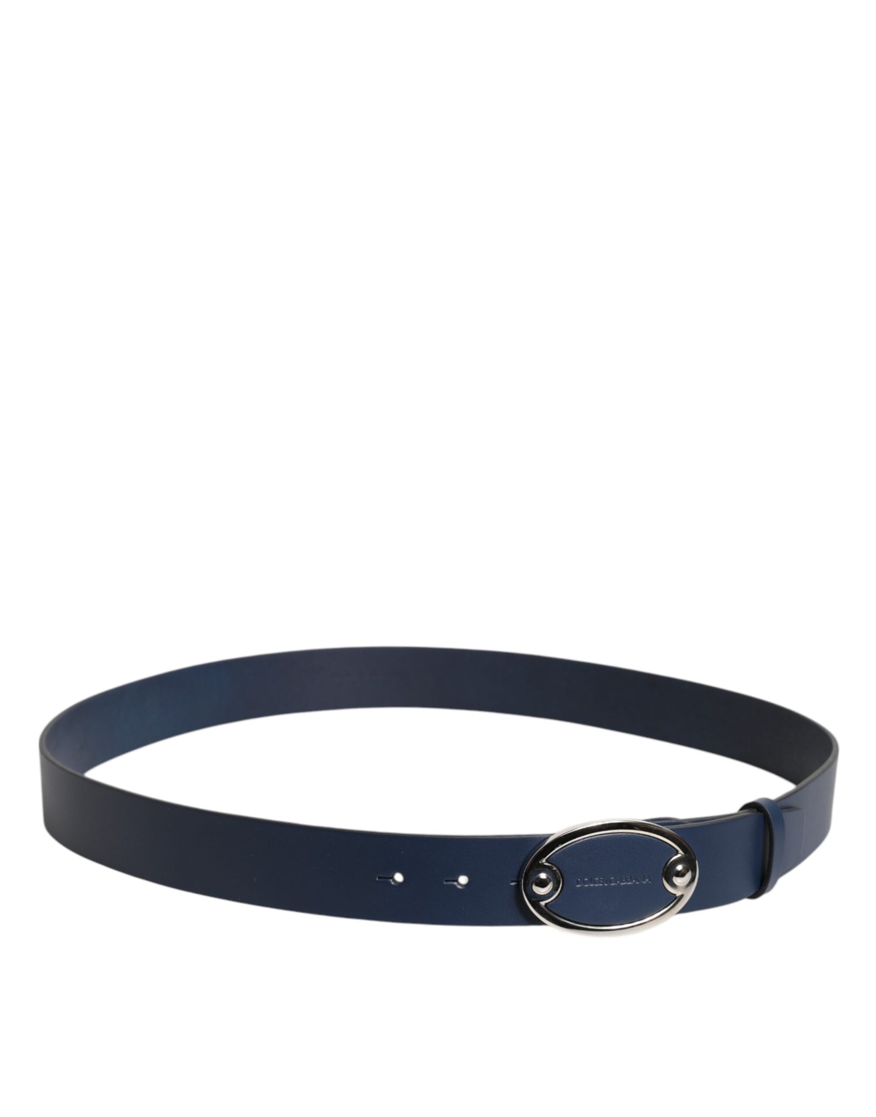 Dolce & Gabbana Blue Leather Classic Metal Logo Buckle Belt | Regal Royce