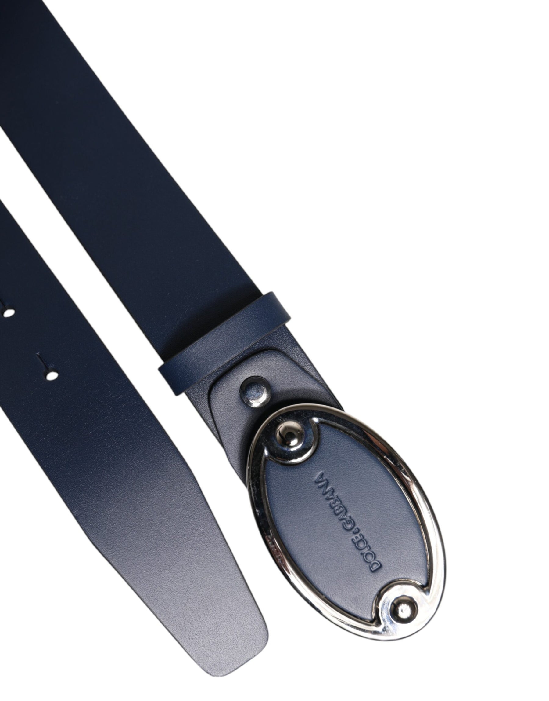 Dolce & Gabbana Blue Leather Classic Metal Logo Buckle Belt | Regal Royce
