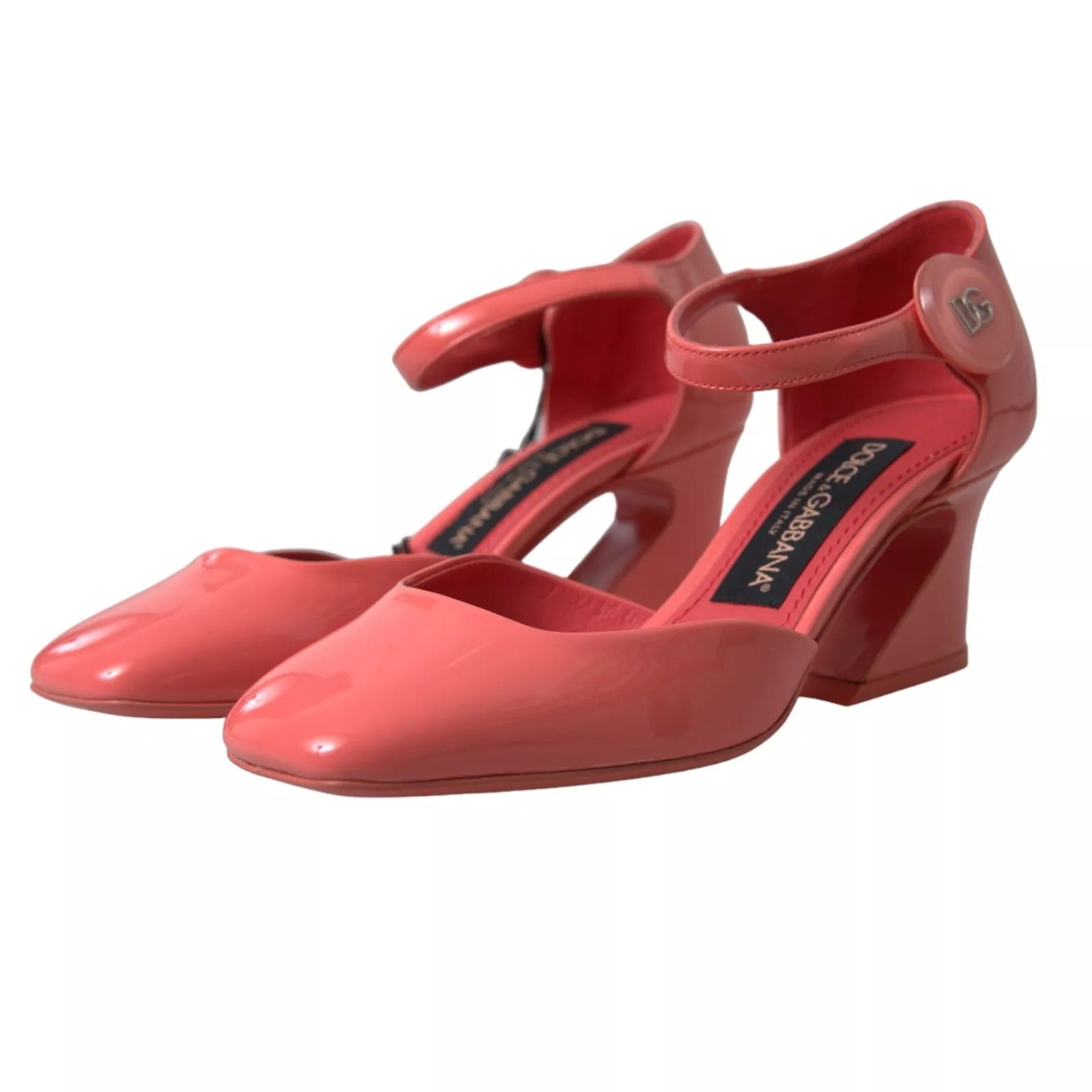 Dolce & Gabbana Peach Leather Ankle Strap Heels Sandals Shoes | Regal Royce