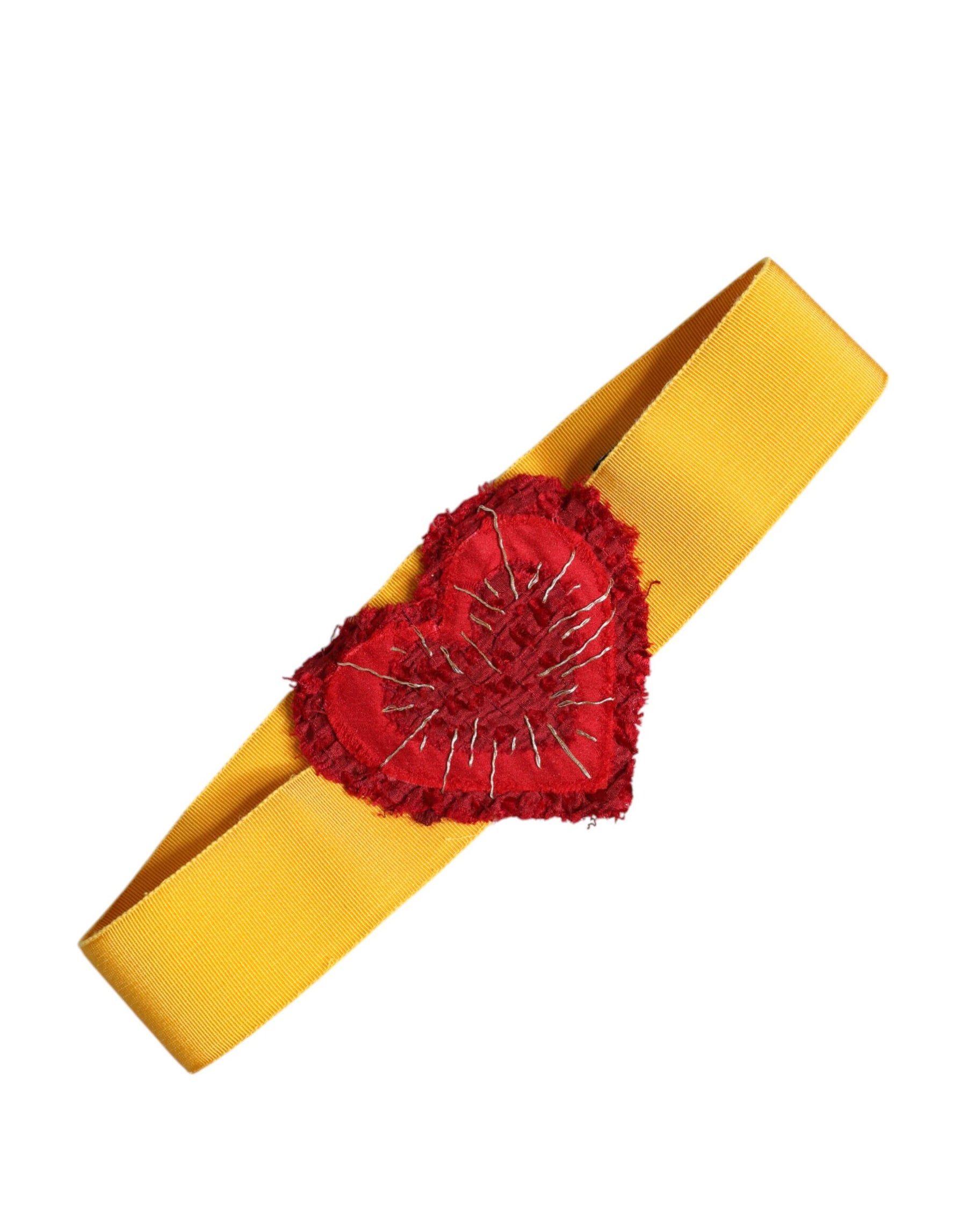 Dolce & Gabbana Yellow Stretch Wide Waist Heart Embellished Belt | Regal Royce