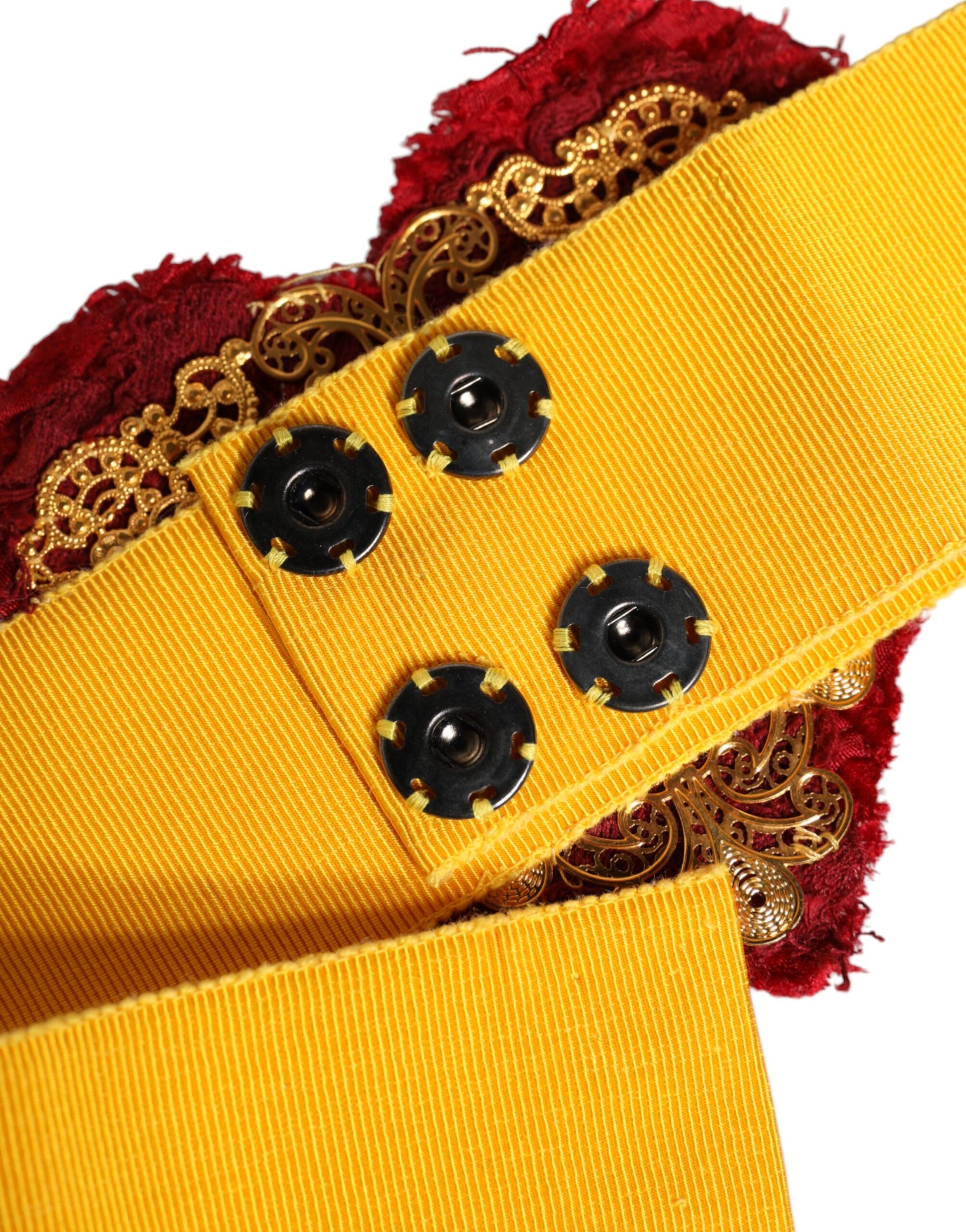 Dolce & Gabbana Yellow Stretch Wide Waist Heart Embellished Belt | Regal Royce