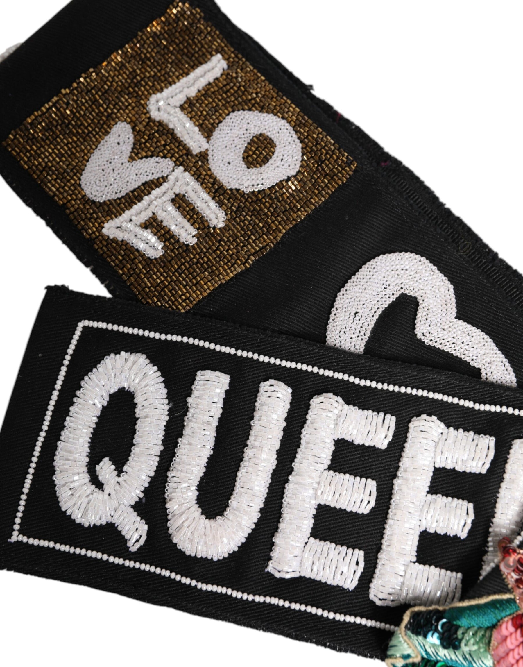 Dolce & Gabbana Black Stretch Multicolor Embellished Waist Belt | Regal Royce