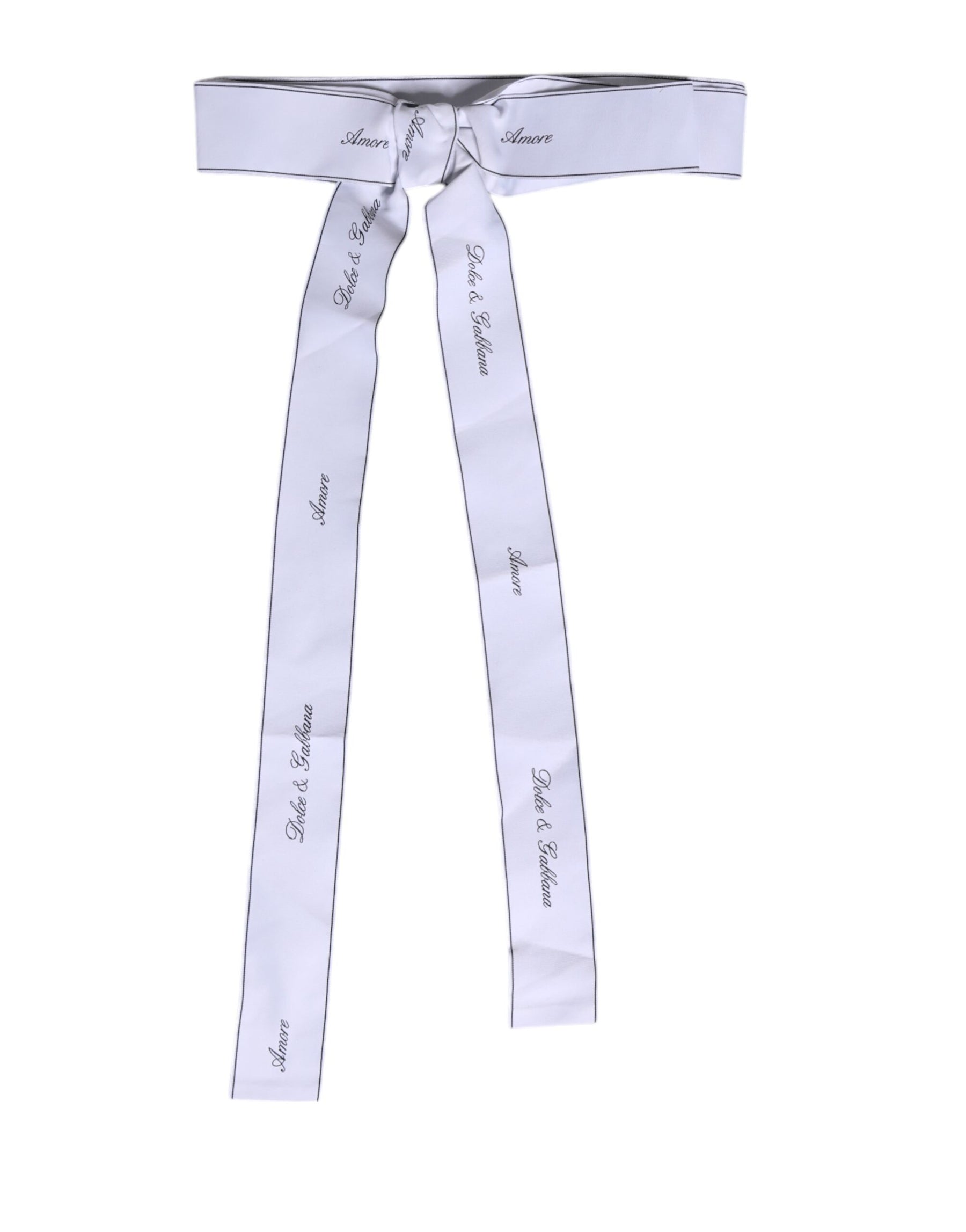 Dolce & Gabbana White Waist Ribbon Wide Bow Logo Belt | Regal Royce